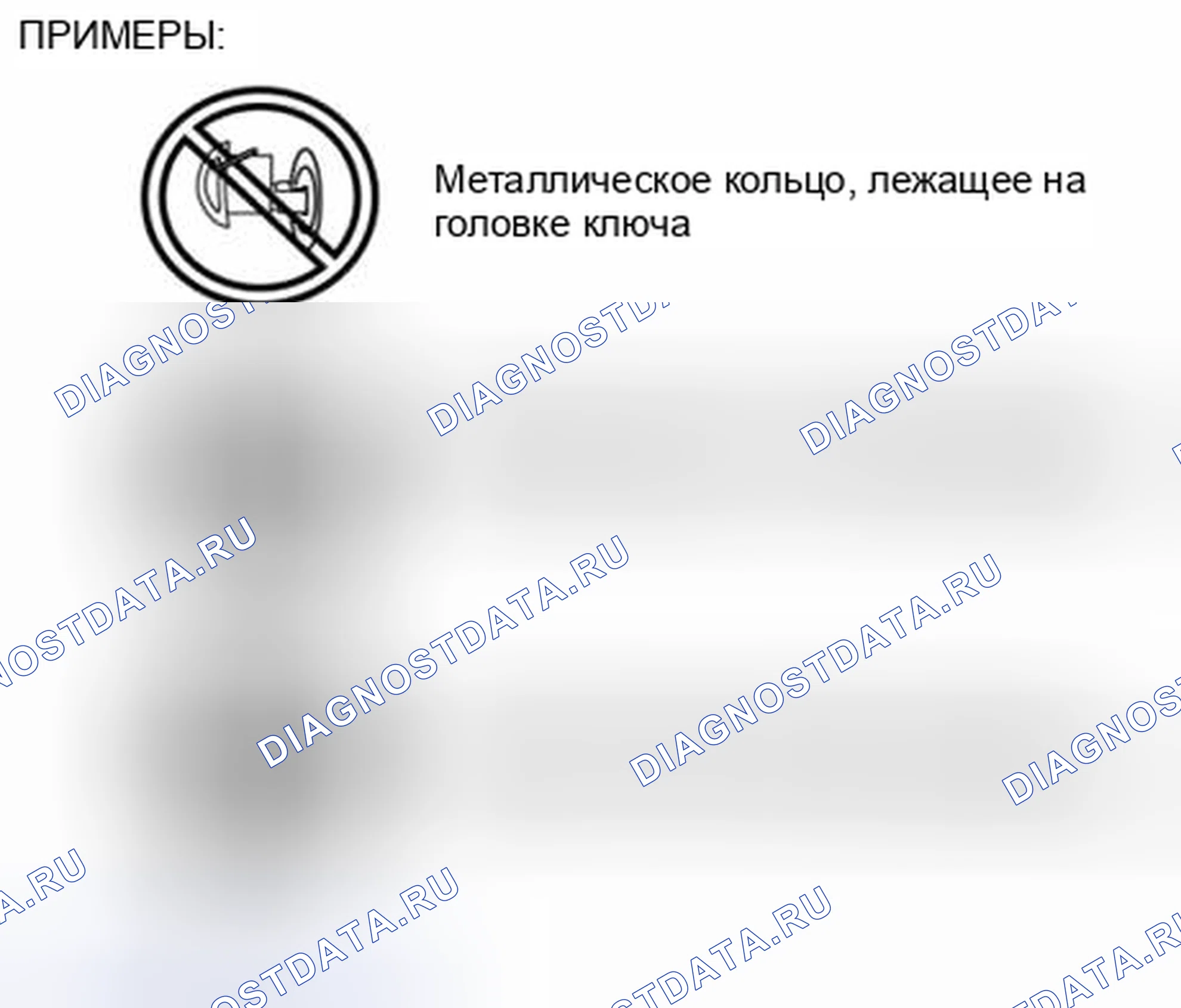 Рис. 8: Предметы, соприкасающиеся или рядом с головкой ключа (примеры). Mazda 3 BL рестайлинг