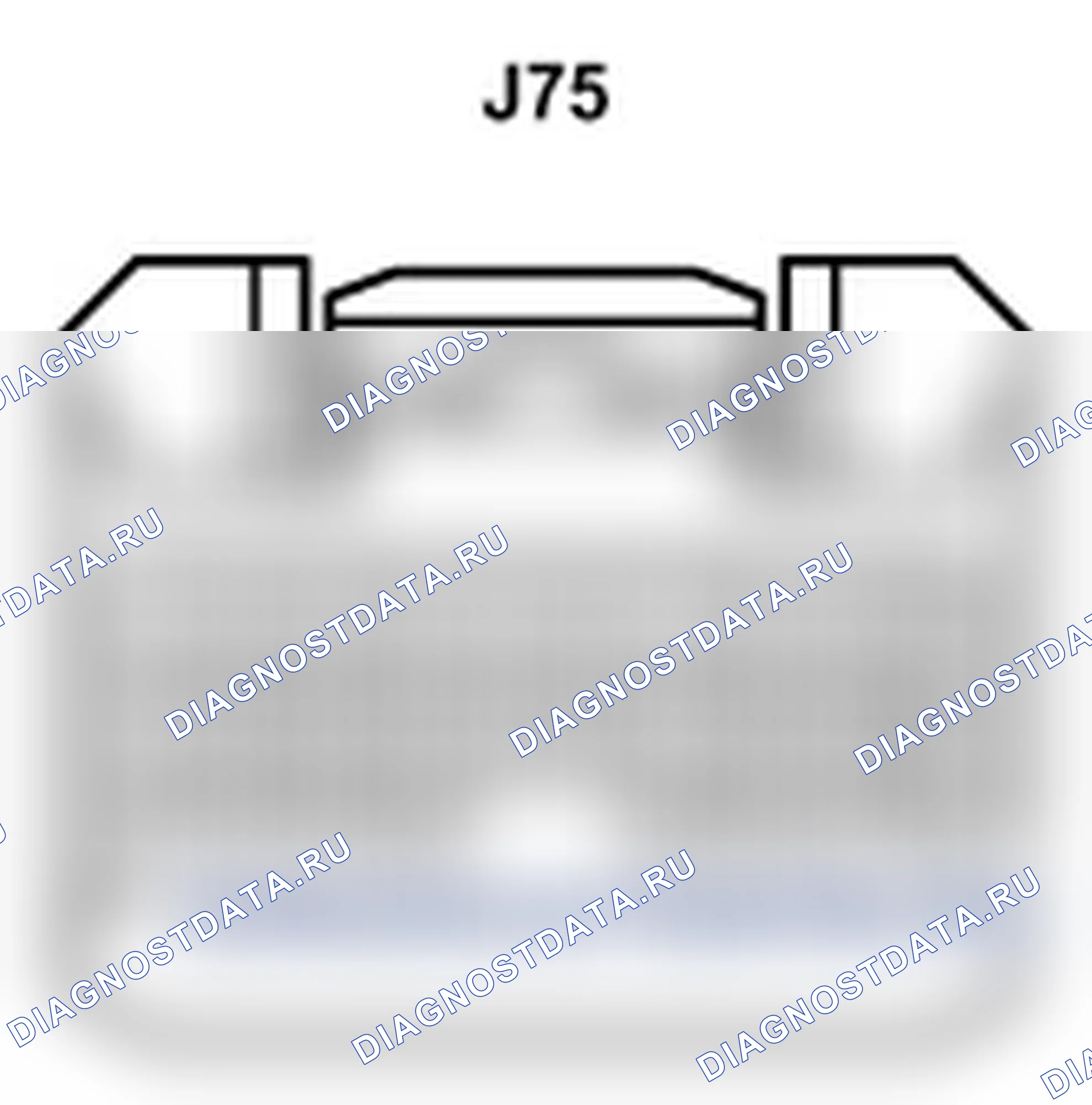 Рис. 315: Вид с торца разъема (J75) основного корпуса ЭБУ справа (сторона капота J/B справа). Lexus IS F I