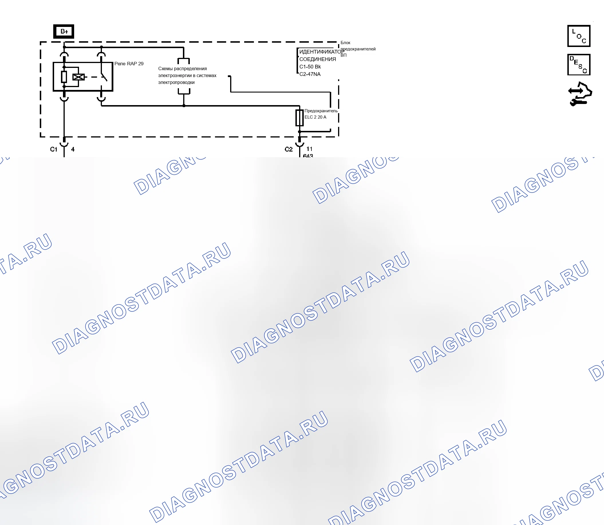 Рис. 1: Схема задней части кузова. Chevrolet Uplander I
