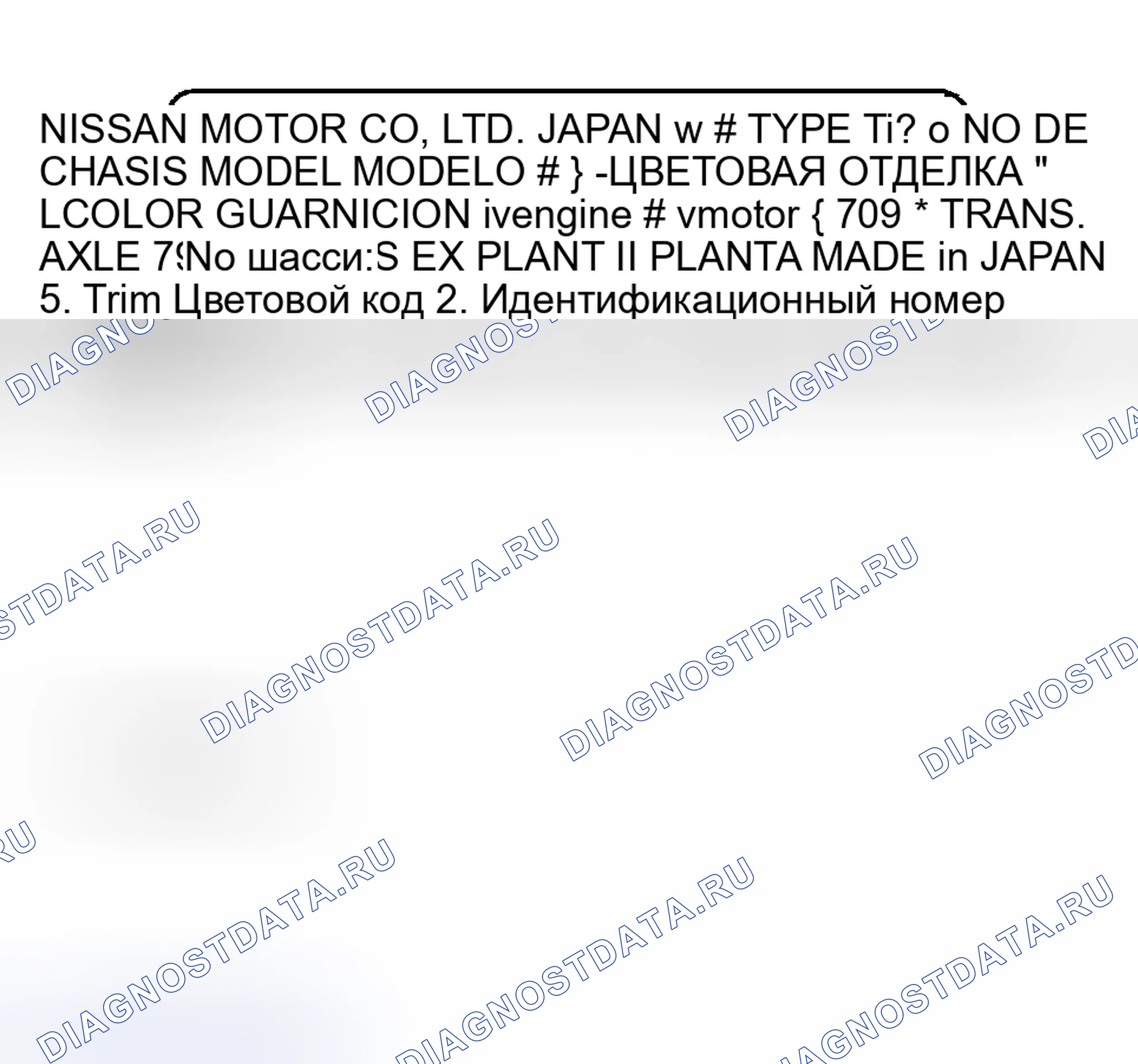 Рис. 2: ИДЕНТИФИКАЦИЯ. Nissan Altima L30 рестайлинг