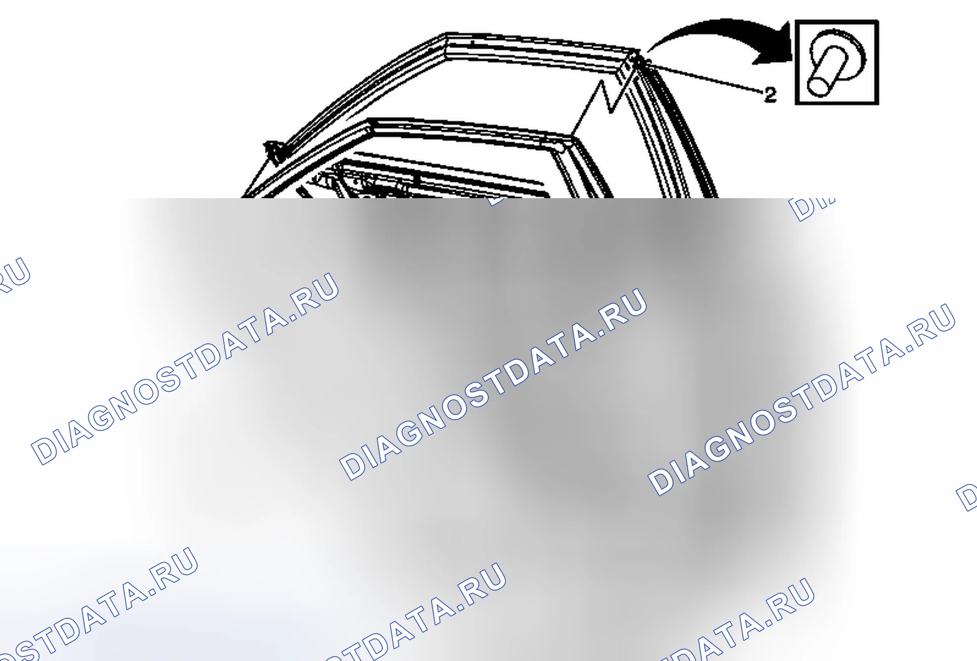 Рис. 46: Замена верхней вспомогательной погодной полосы задней боковой двери. Cadillac CTS II