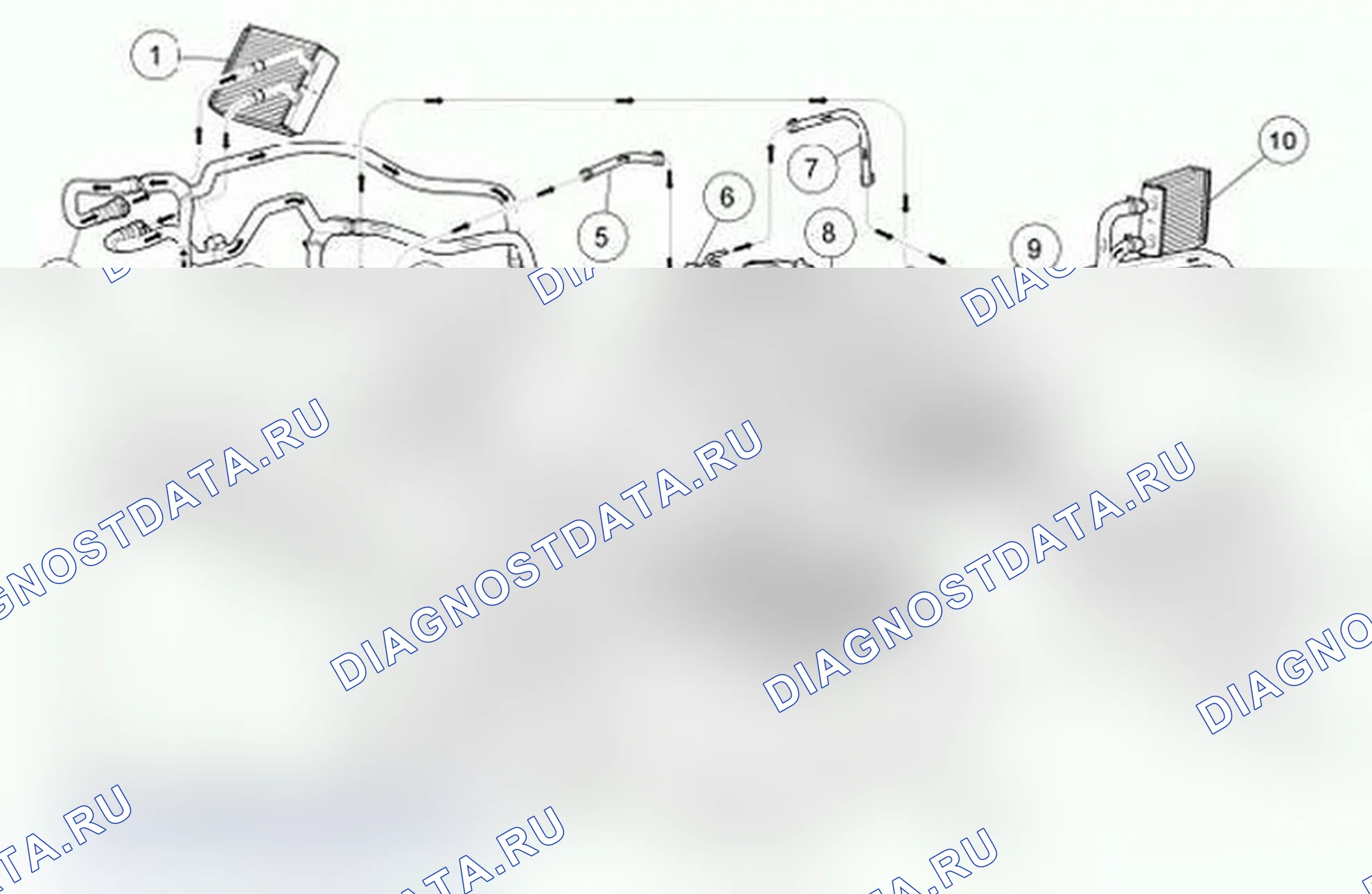 Рис. 9: Схема потока хладагента, 4,6 л (2V) со вспомогательным подогревом. Ford Econoline E250 