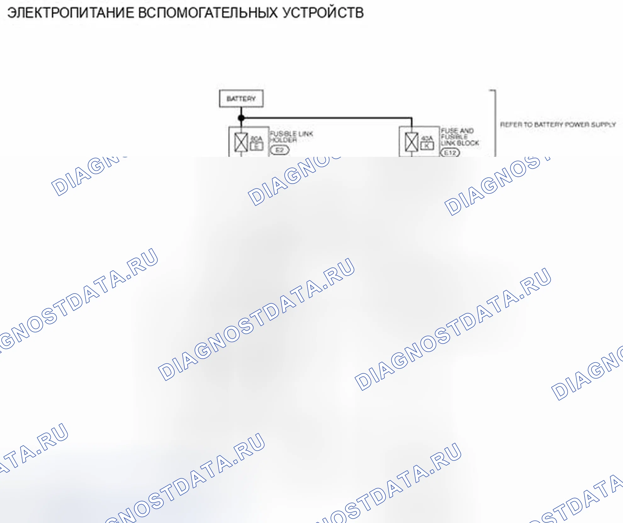 Рис. 41: электросхема - ЭЛЕКТРОПИТАНИЕ ВСПОМОГАТЕЛЬНЫХ УСТРОЙСТВ. Infiniti EX35 I