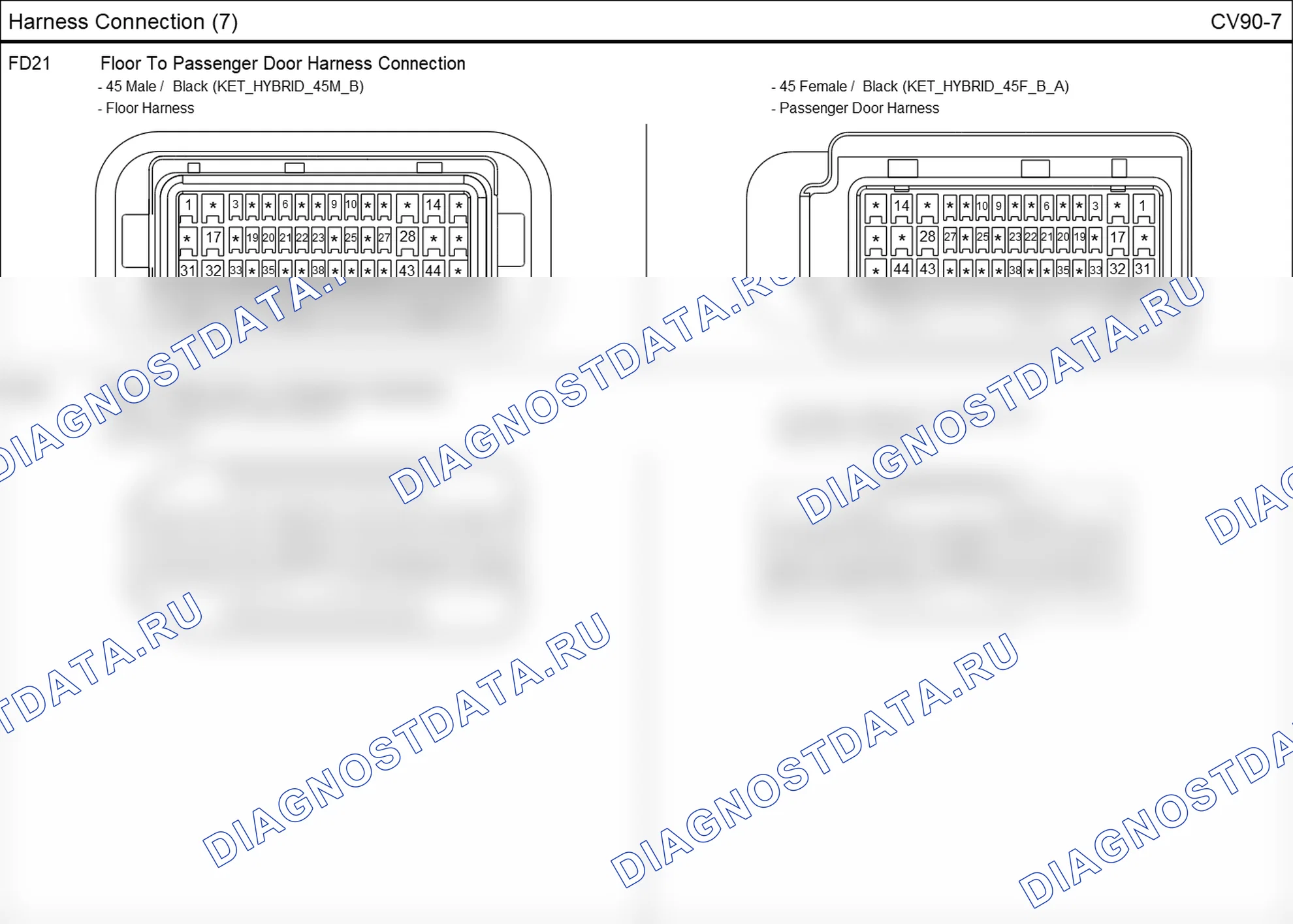 Распиновка разъёма FD21 — harness connection. Hyundai Elantra V рестайлинг