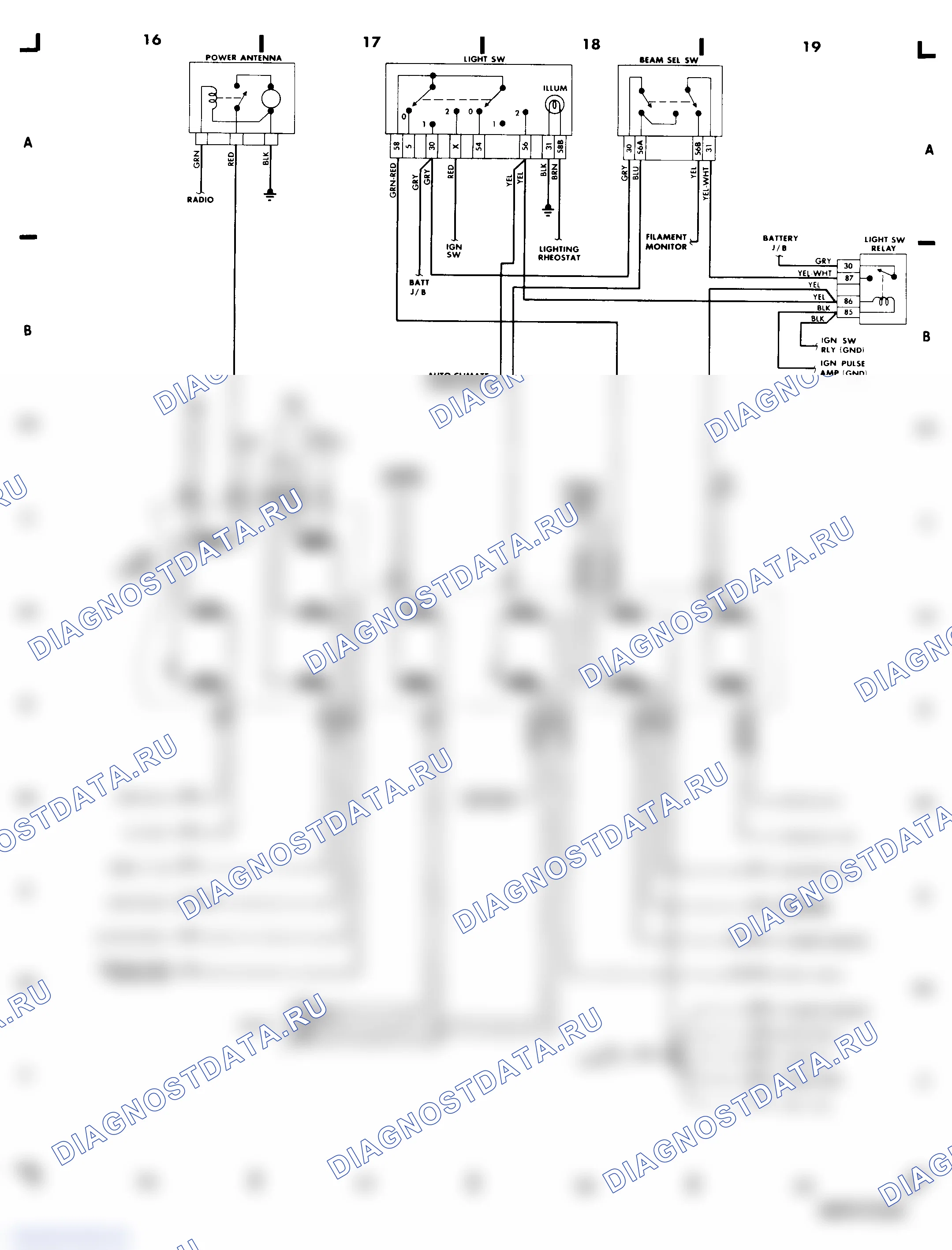 Fuse Block (Cont) (Grid 16-19). Saab 9000 I
