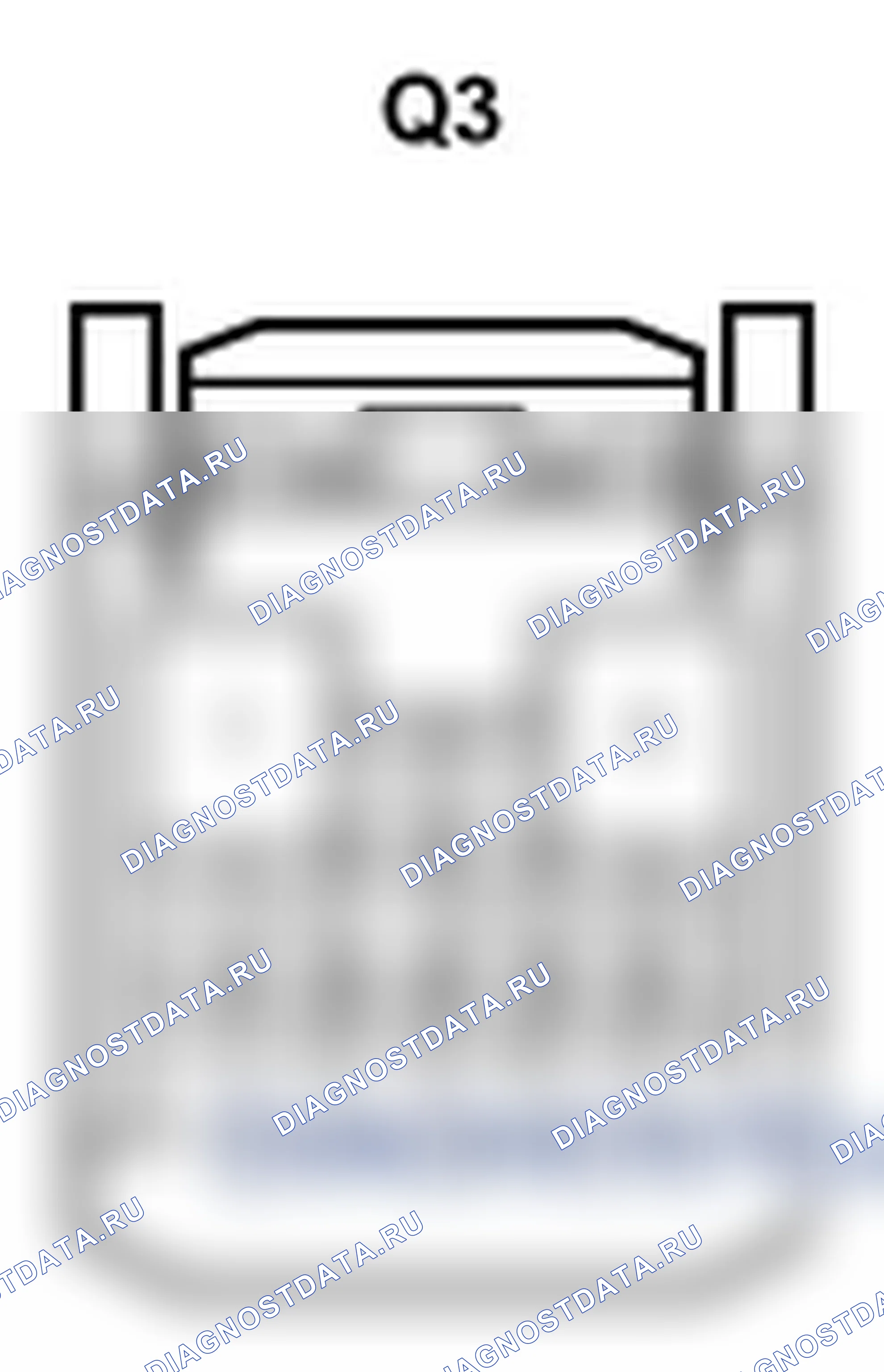 Рис. 424: Вид с торца разъема основного корпуса ECU LH (Cowl сторона J/B LH) (Q3). Lexus IS F I