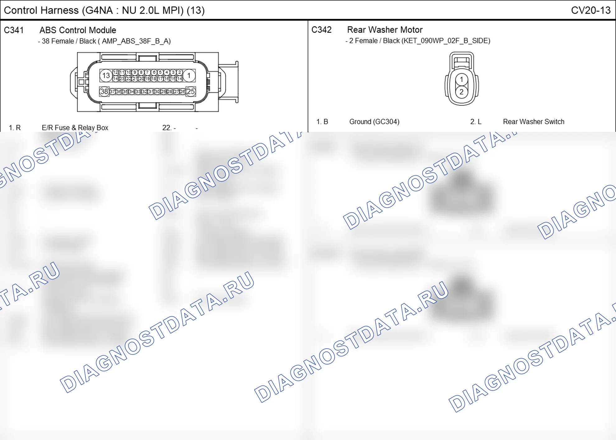 Распиновка разъёма C342 — жгута управления. Hyundai ix35 EL