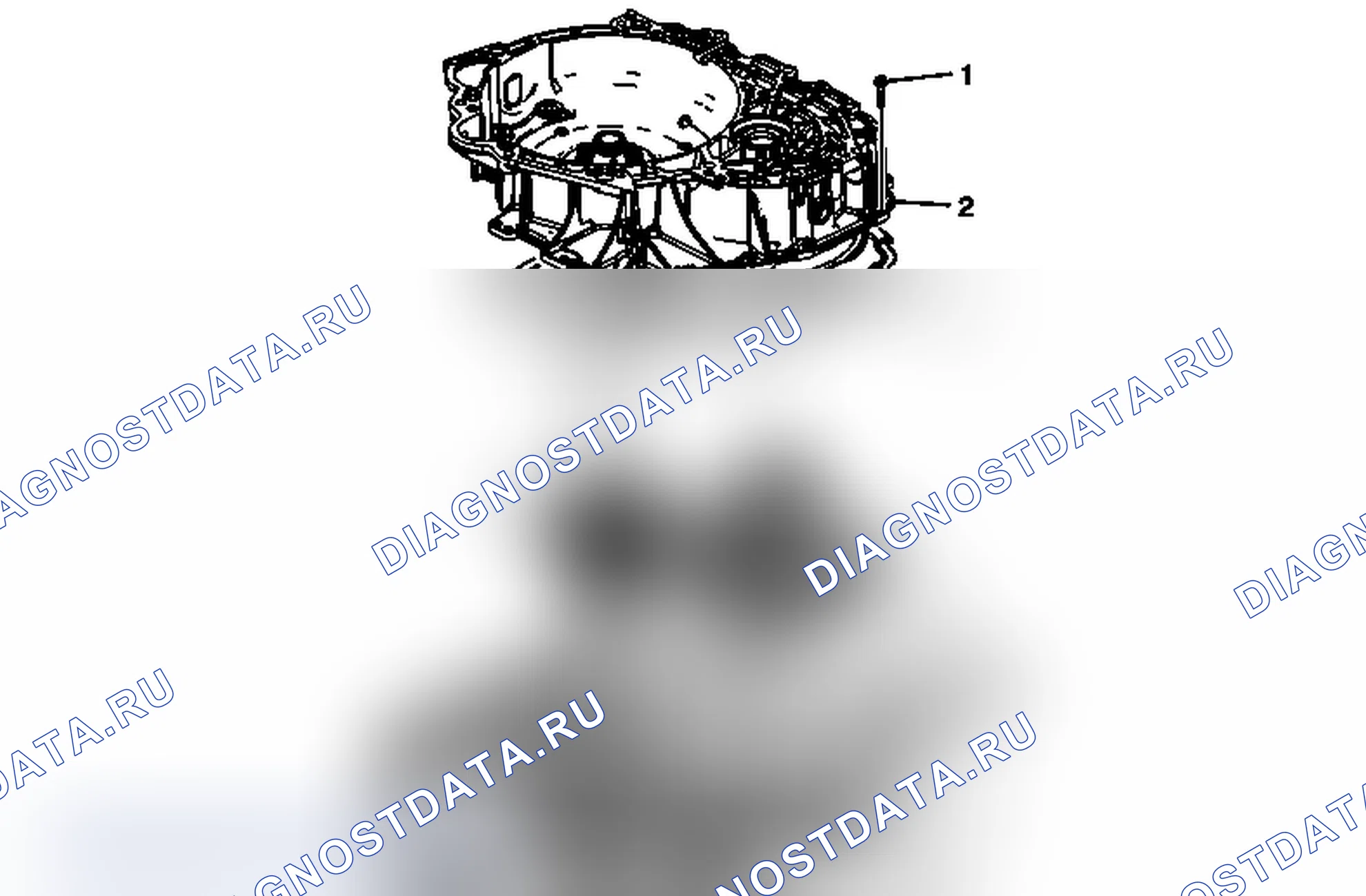 Рис. 97: Гидротрансформатор и корпус дифференциала, переднее передаточное ведущее зубчатое колесо дифференциала и передний дифференциал. Pontiac G6 I final