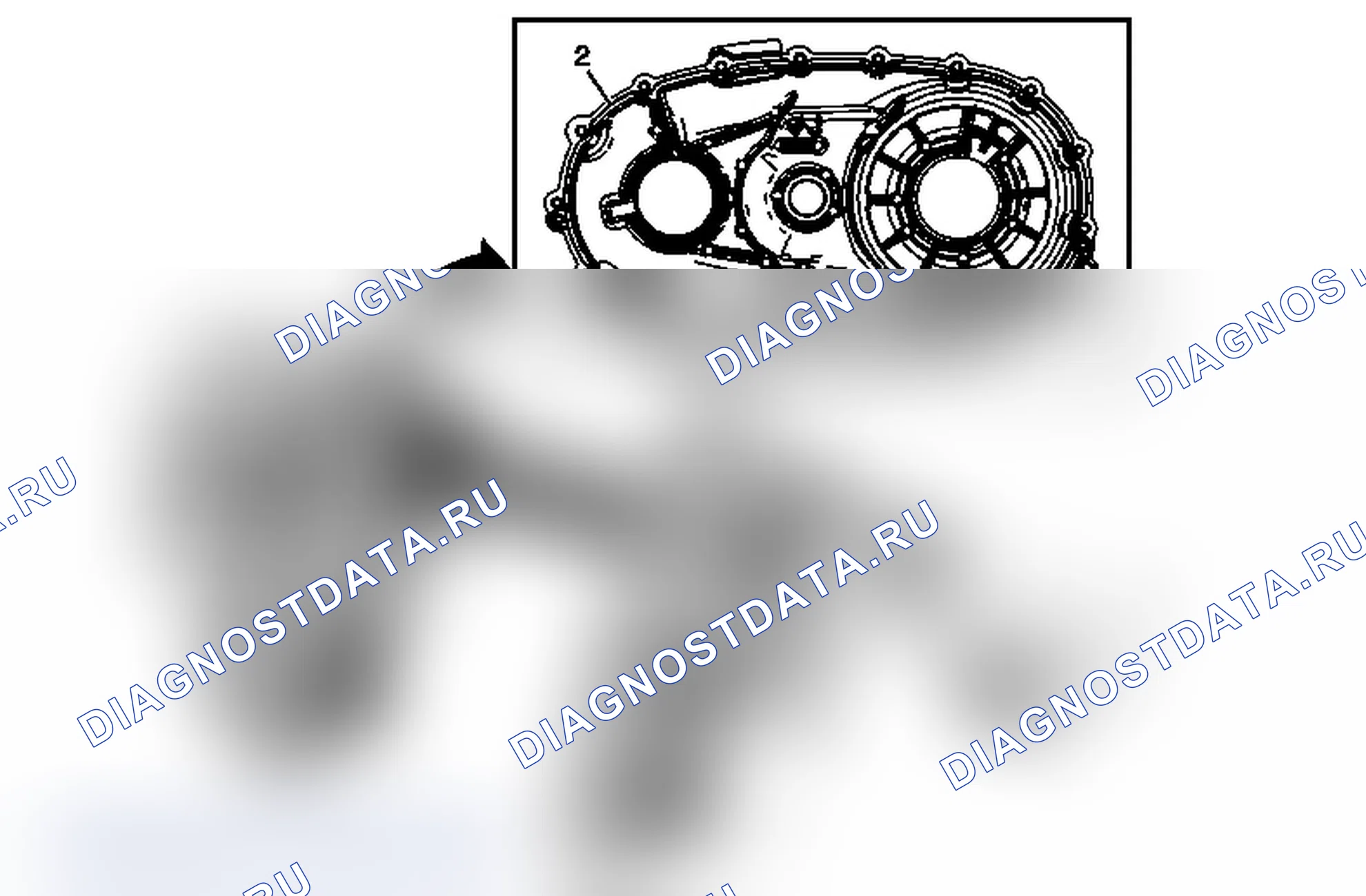 Рис. 42: Установка половины заднего корпуса раздаточной коробки. Chevrolet Silverado 2500 HD 