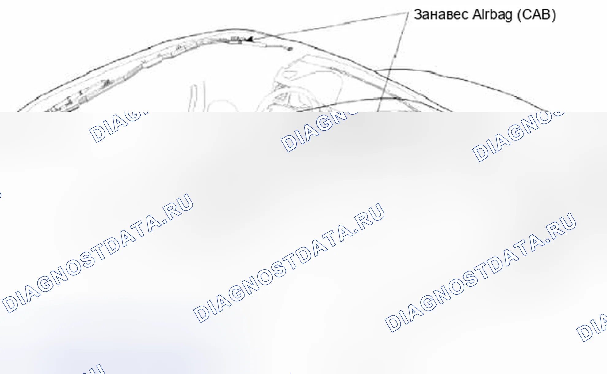 Рис. 23: Навесная подушка безопасности (CAB). Hyundai Santa Fe III