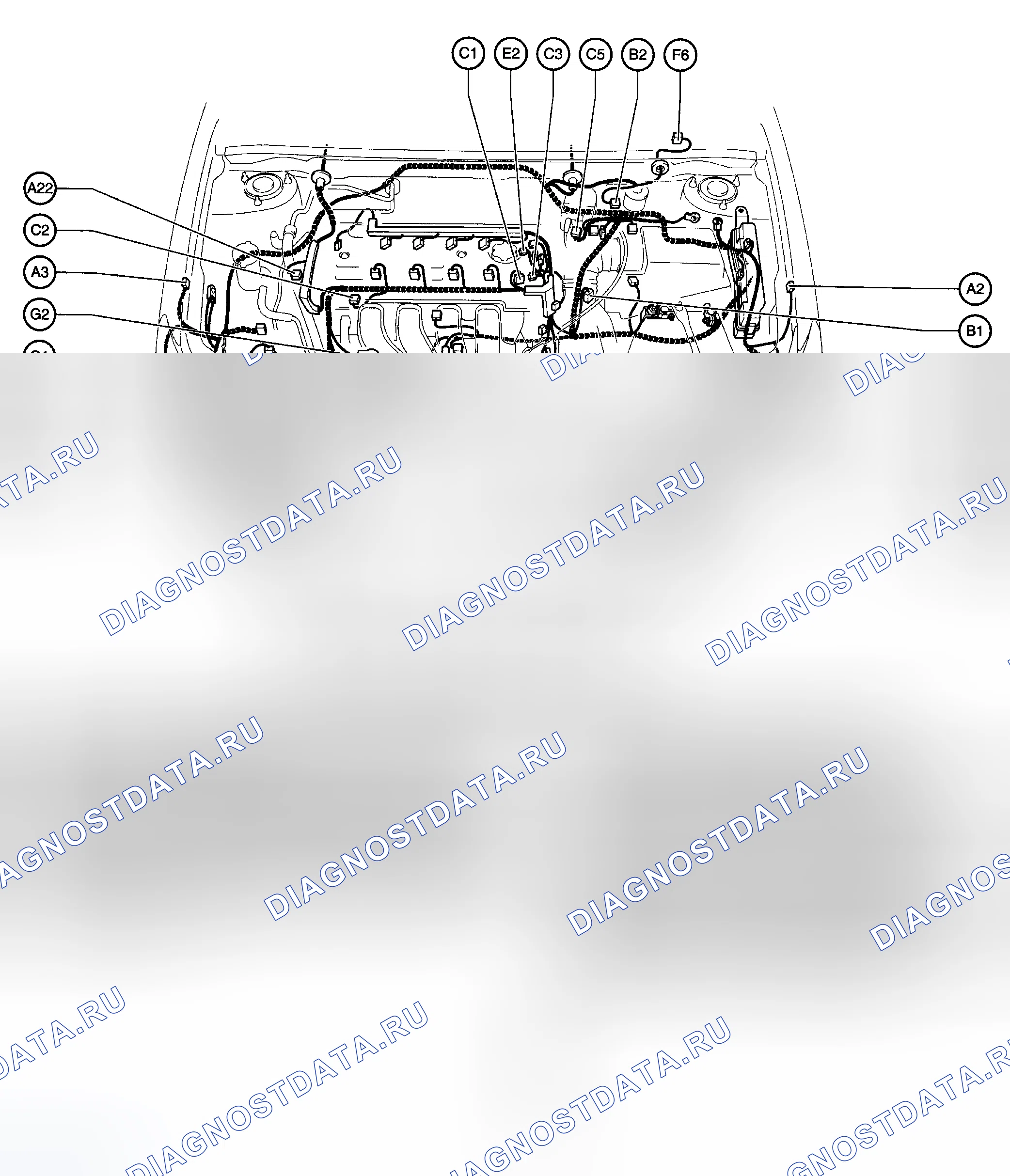 Рис. 1: ГРАФИКИ РАСПОЛОЖЕНИЯ КОМПОНЕНТОВ. Toyota Matrix E130