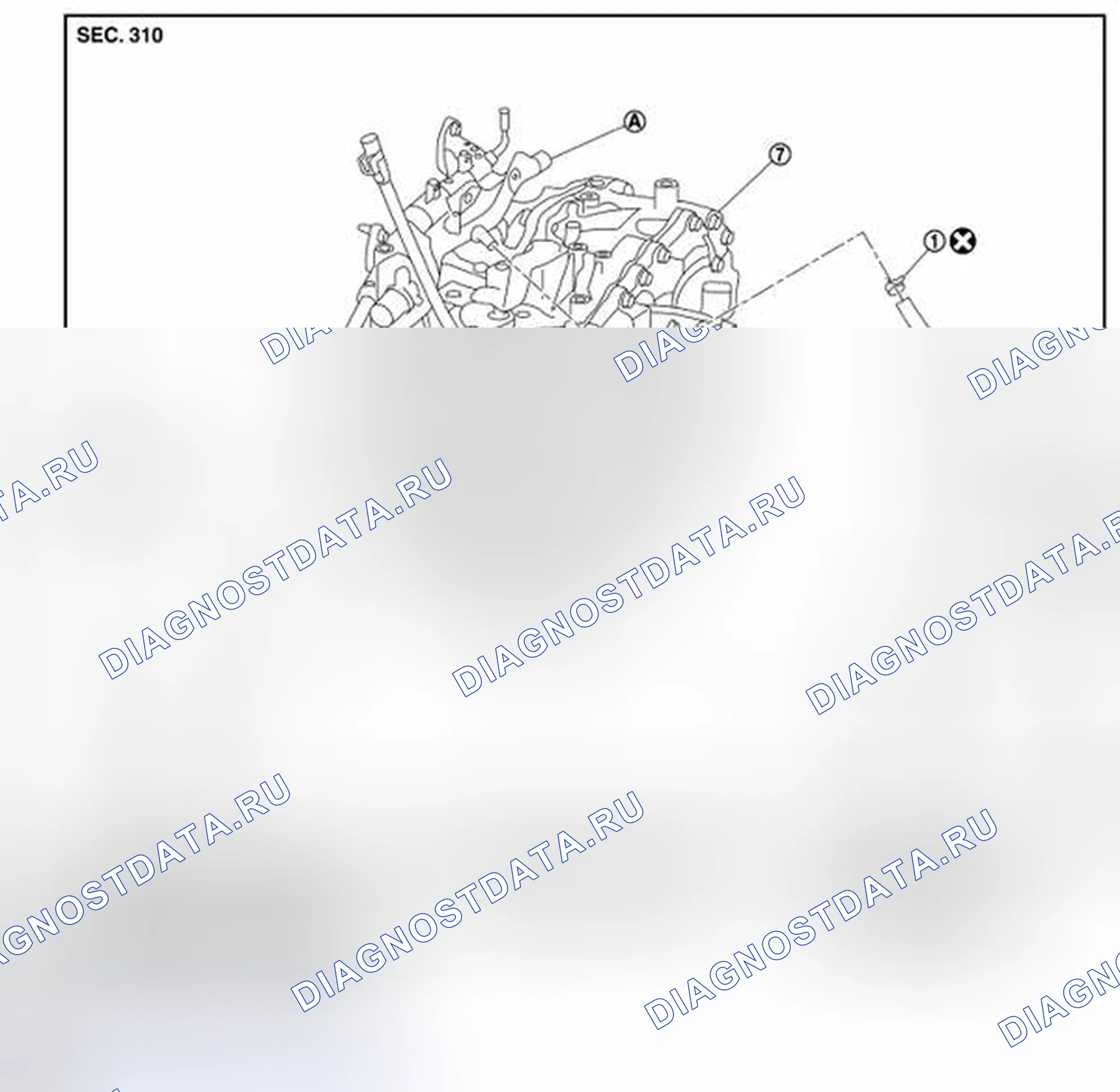 Рис. 151: ВОДЯНОЙ ШЛАНГ: покомпонентный вид. Nissan Altima L33