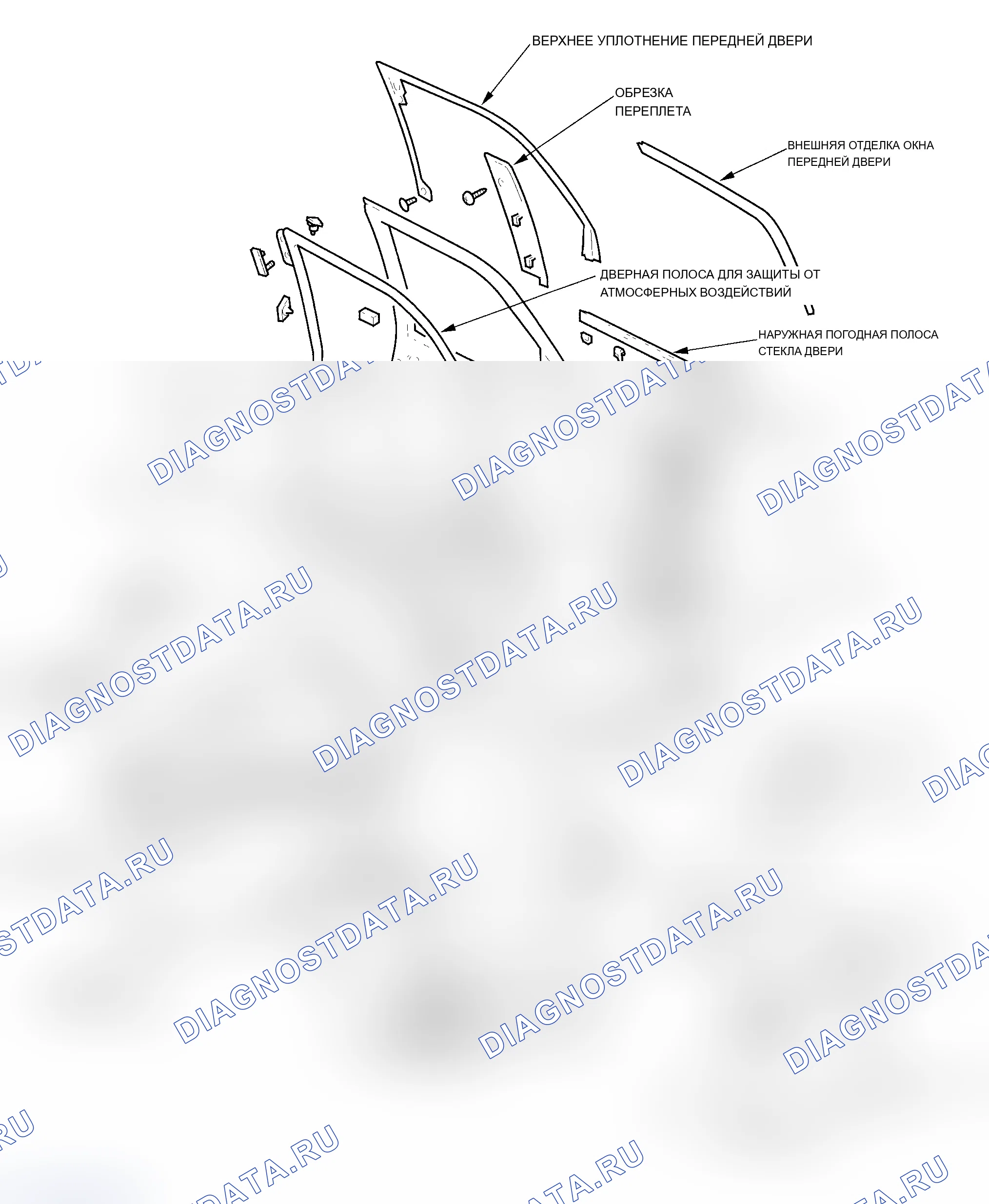 Рис. 1: Индекс расположения компонентов - передняя дверь. Acura MDX I