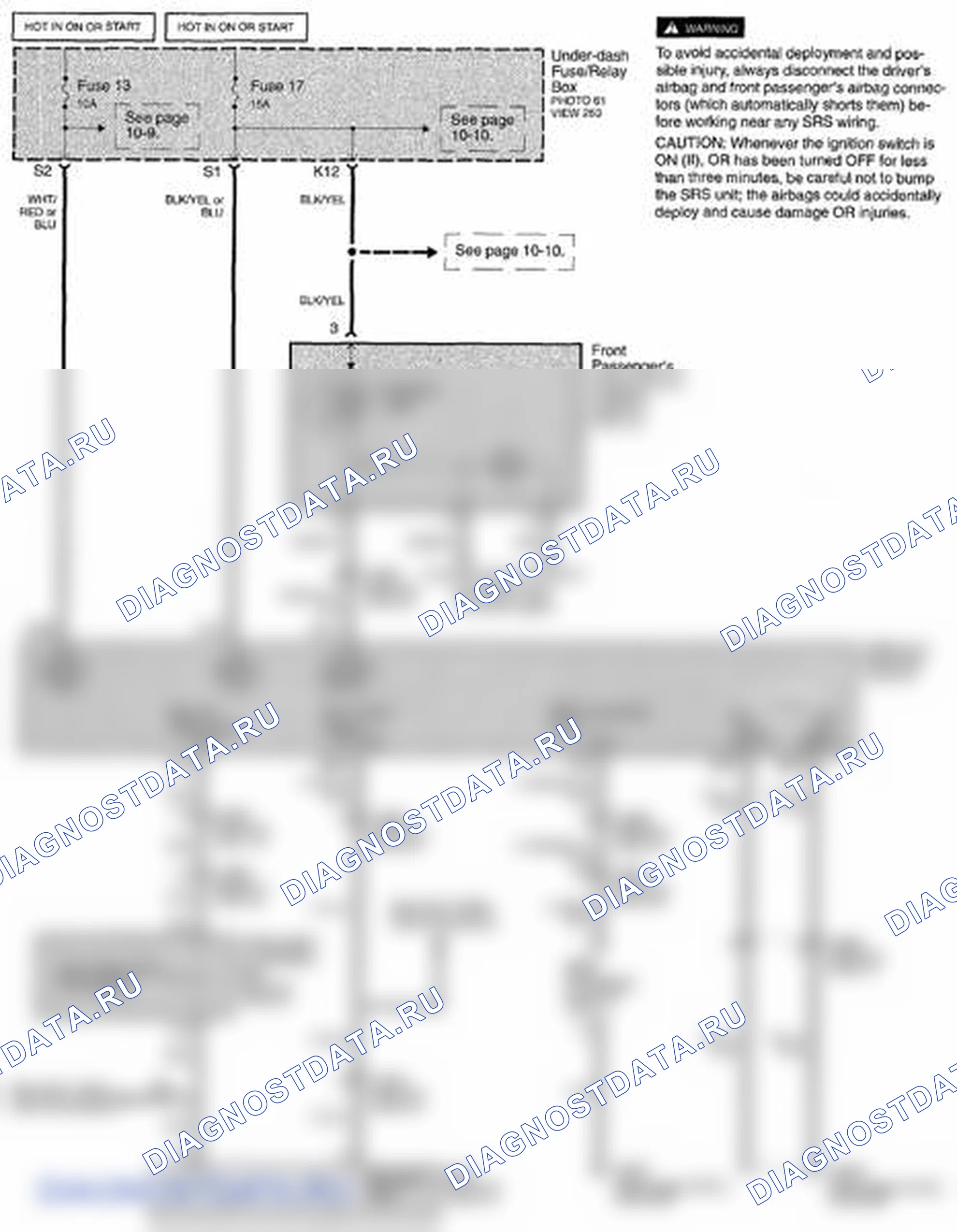 Рис. 169: Принципиальная схема SRS (стр. 47). Honda Element YH2 рестайлинг 2