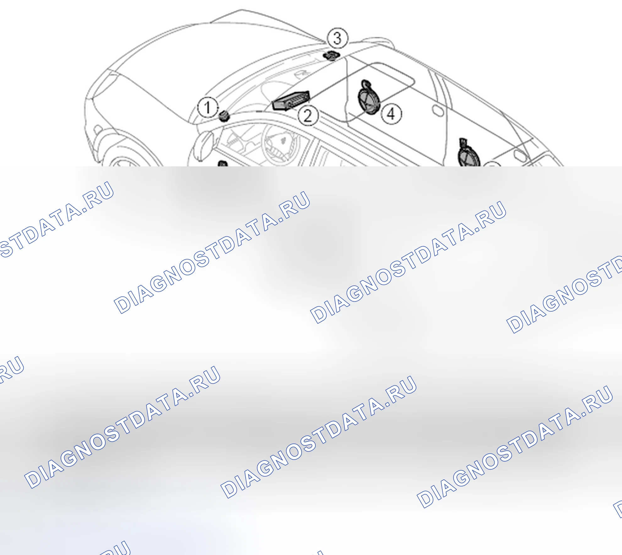 Рис. 35: Компоновка компонентов PCM2/CDR23 основной звуковой системы. Porsche Cayenne Turbo I рестайлинг