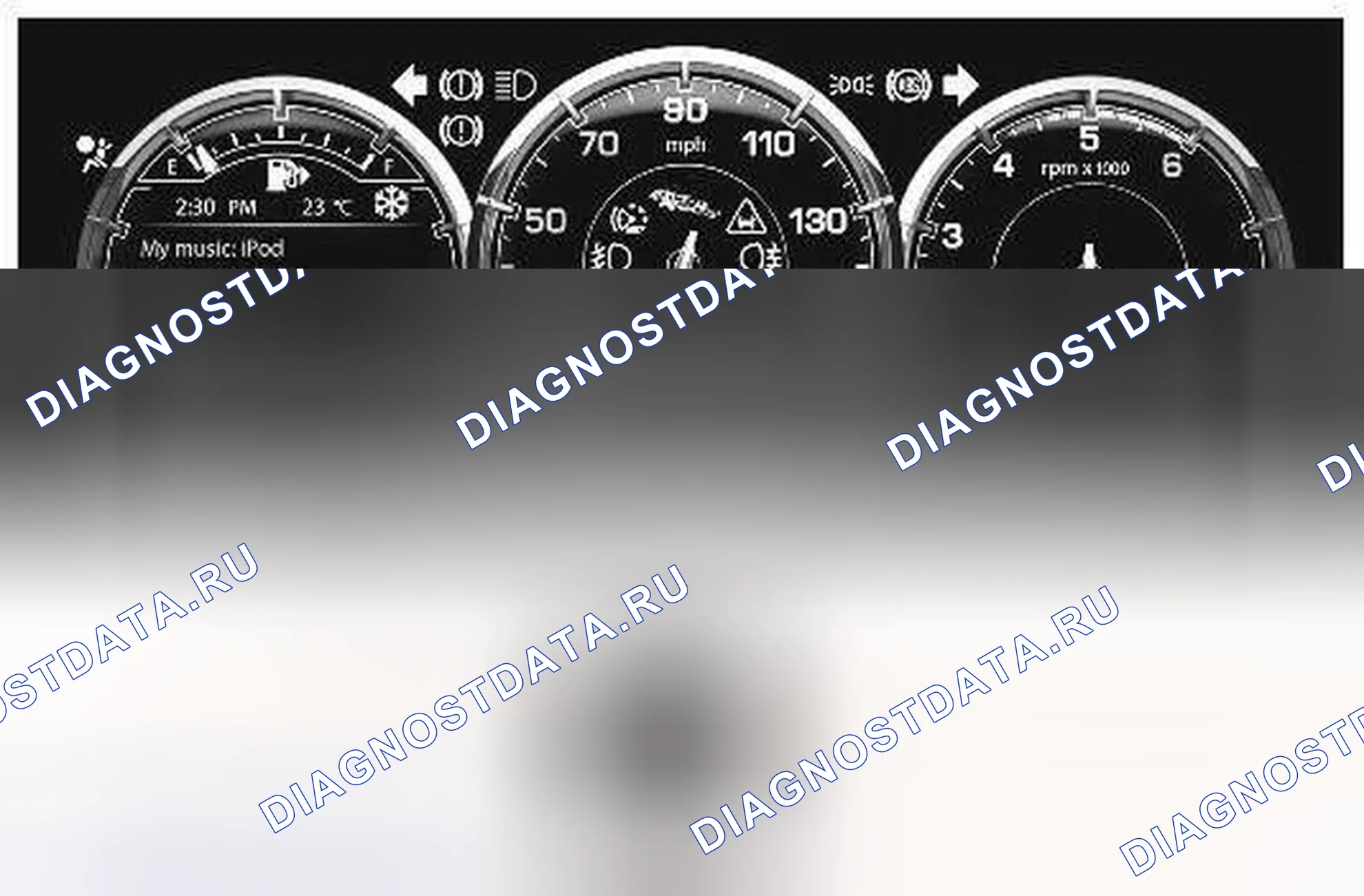 Рис. 12: НАПОМИНАНИЕ О РЕМНЯХ БЕЗОПАСНОСТИ. Jaguar XJ X351