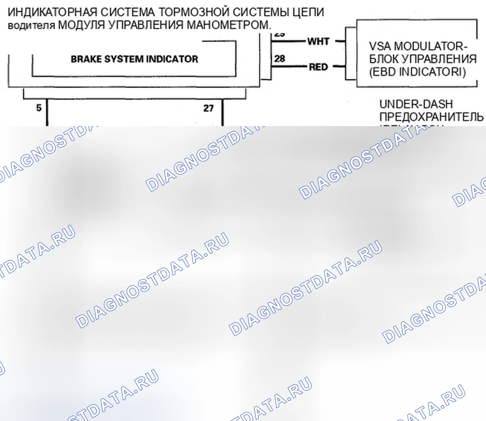 Рис. 86: Схема индикаторной цепи тормозной системы. Honda Element YH2 рестайлинг