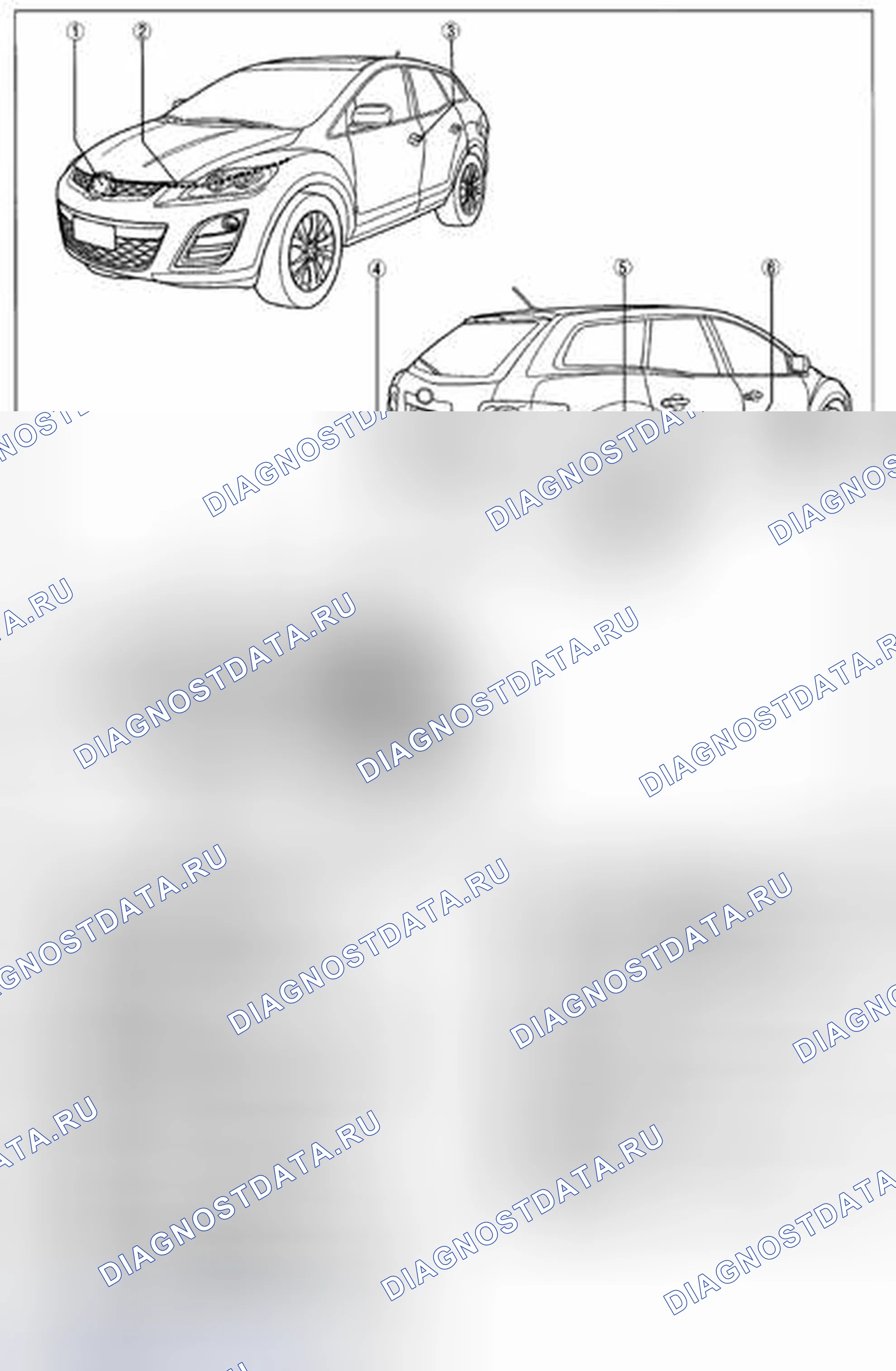Рис. 23: Замки и открывающие устройства. Mazda CX-7 I рестайлинг