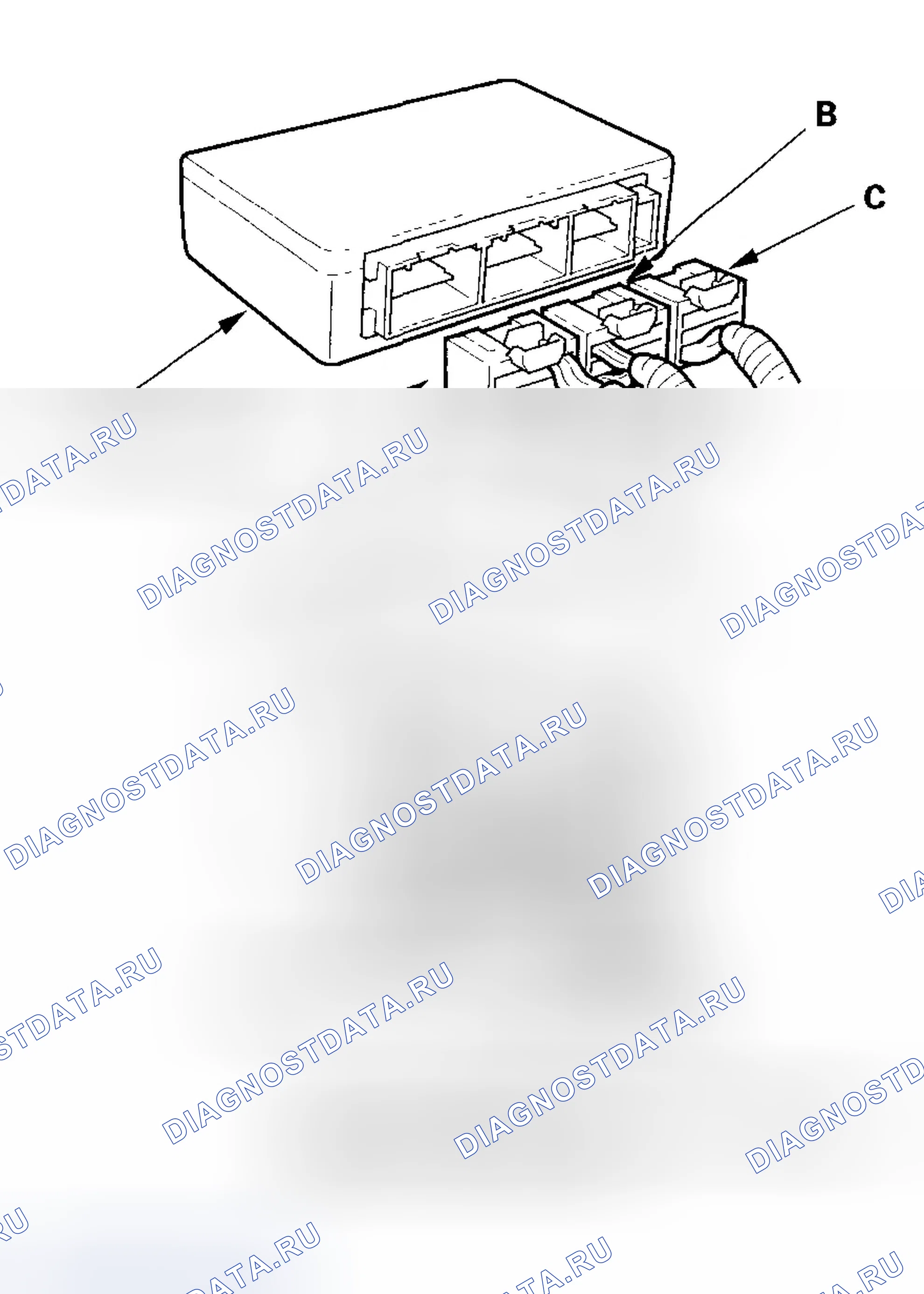 Рис. 8: Открытие короткозамыкающих разъемов блока SRS для диагностики. Honda Odyssey I