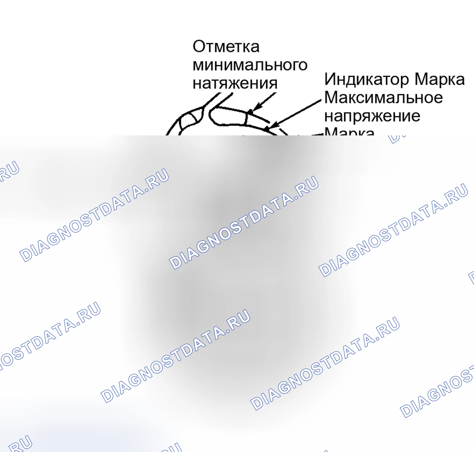 Рис. 4: РАСПОЛОЖЕНИЕ ИНДИКАТОРА ИЗНОСА НАТЯЖНОГО УСТРОЙСТВА ПРИВОДНОГО РЕМНЯ (3.0L V6 VIN " S "). Ford Contour I рестайлинг