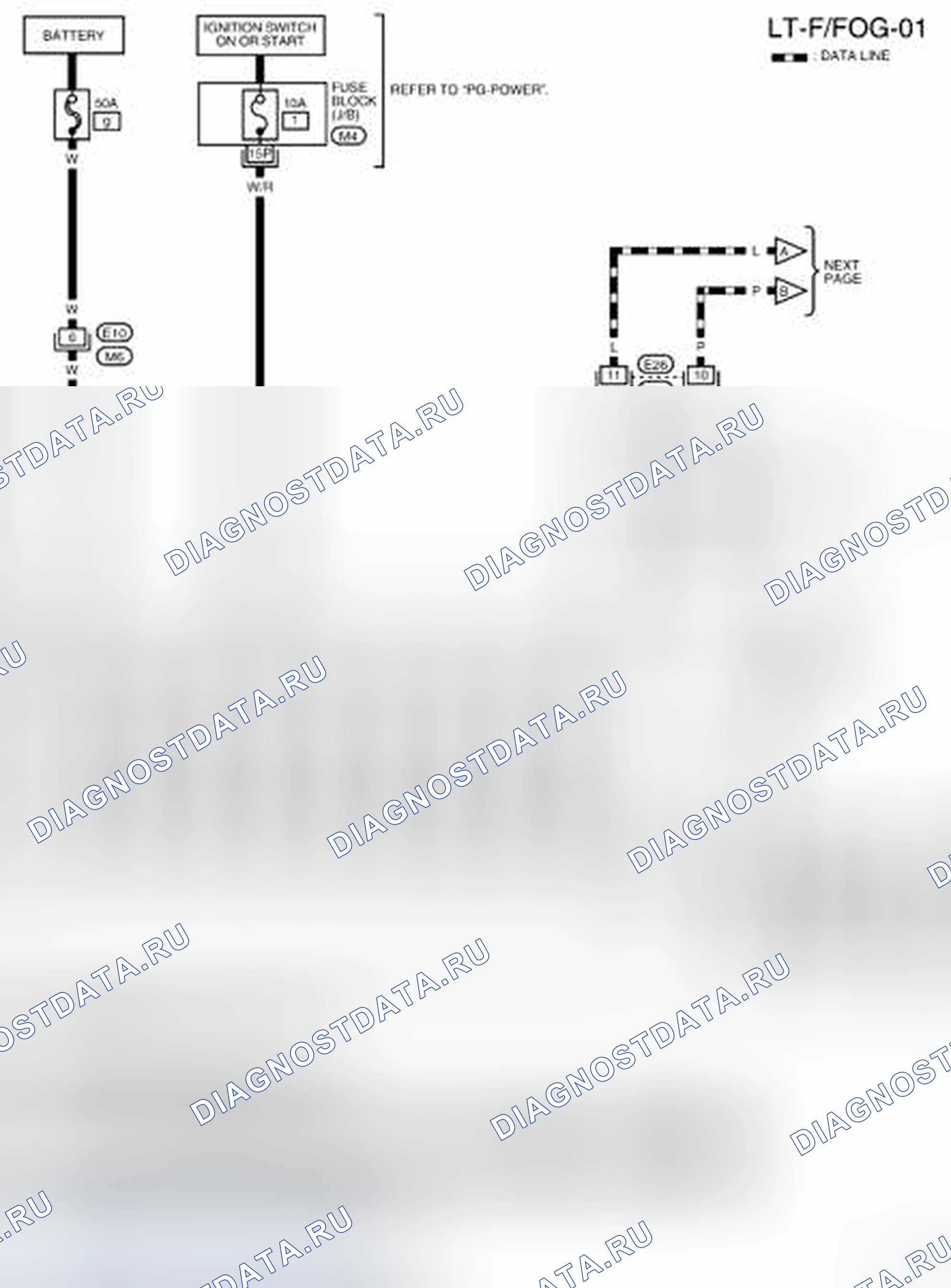 Рис. 47: LT-F / FOG-01 - электросхема. Nissan Frontier D40
