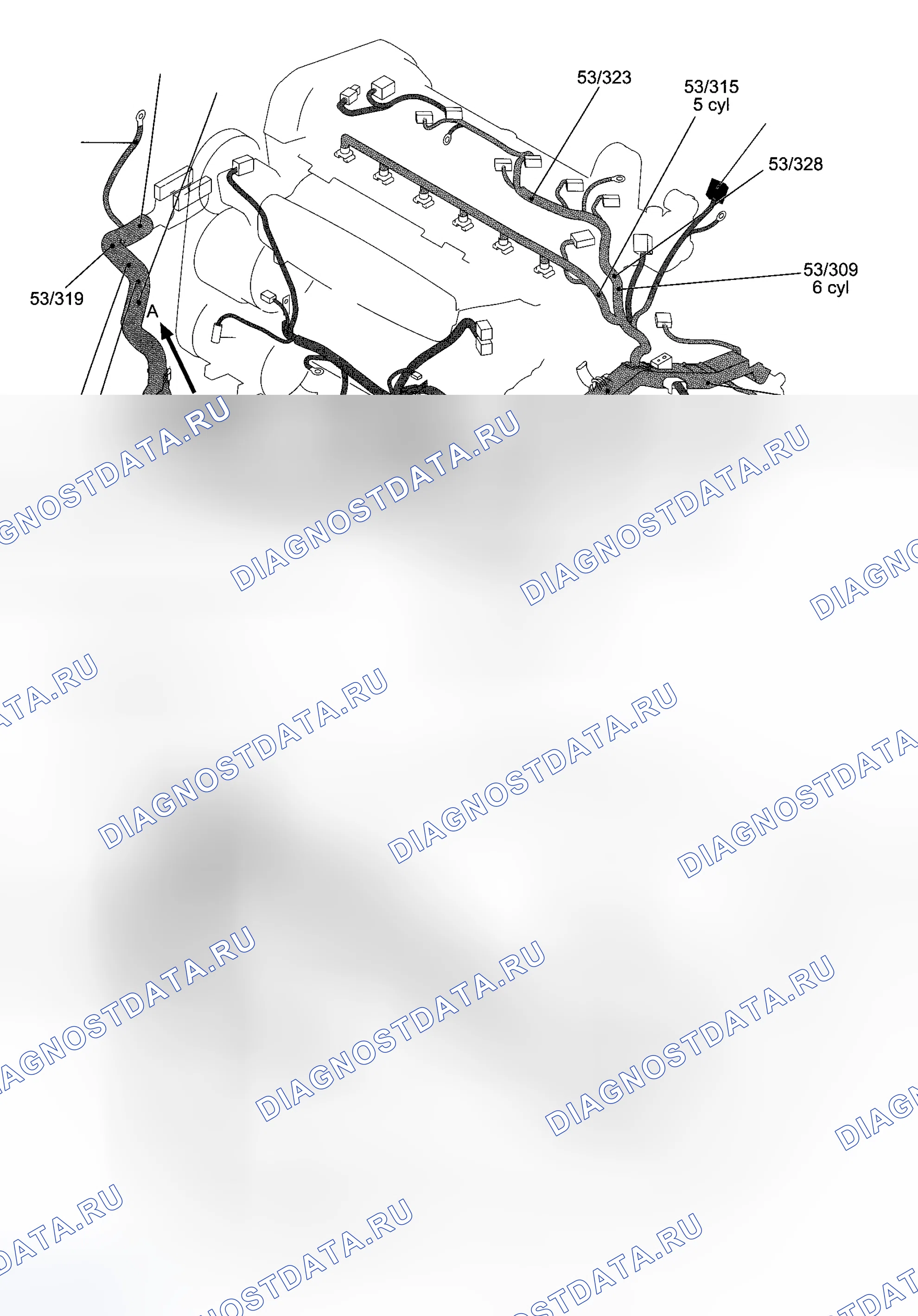 Рис. 1: ГРАФИКИ РАСПОЛОЖЕНИЯ КОМПОНЕНТОВ. Volvo S60 I рестайлинг