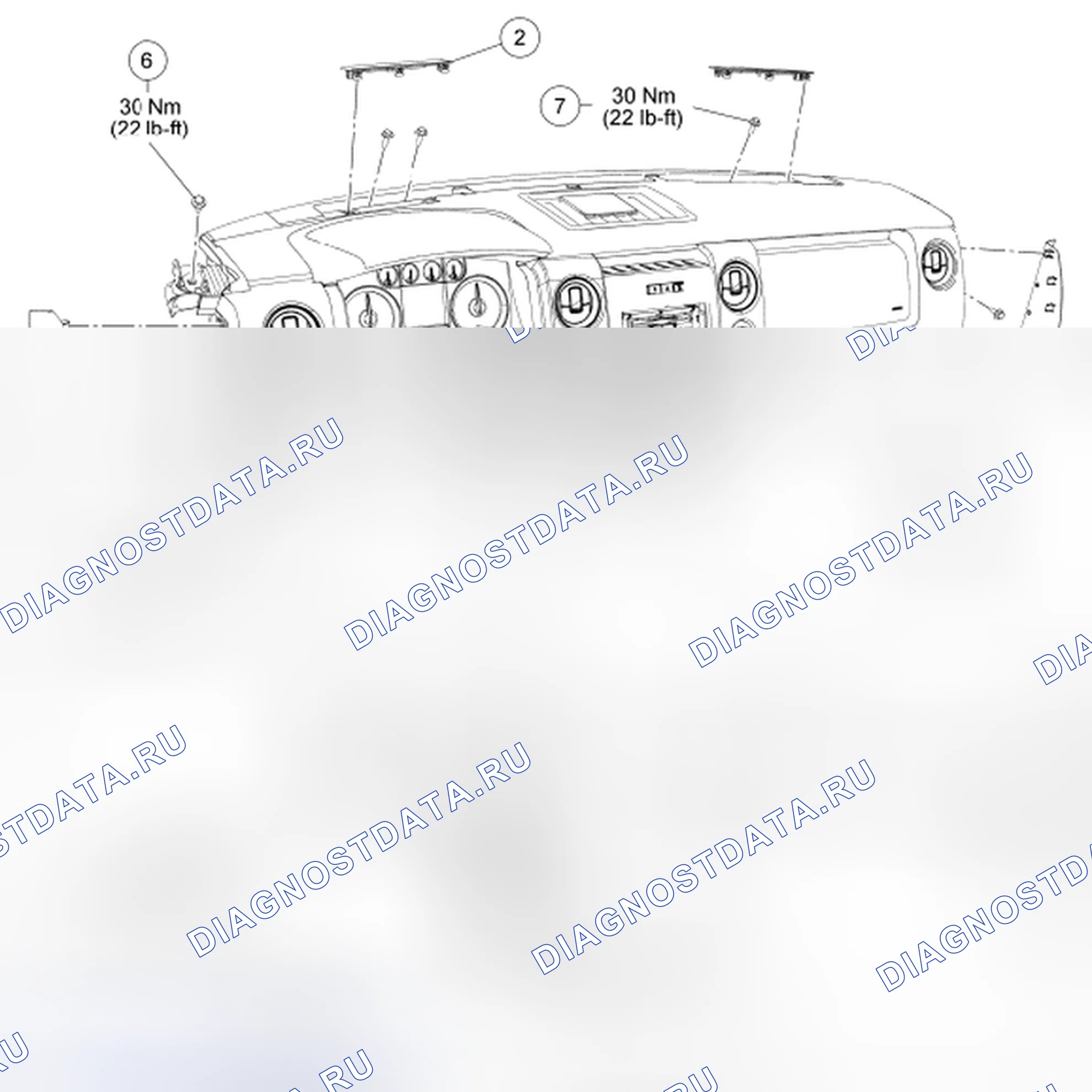 Рис. 168: Крепежные детали приборной панели. Ford Pickup F250 Super Duty II