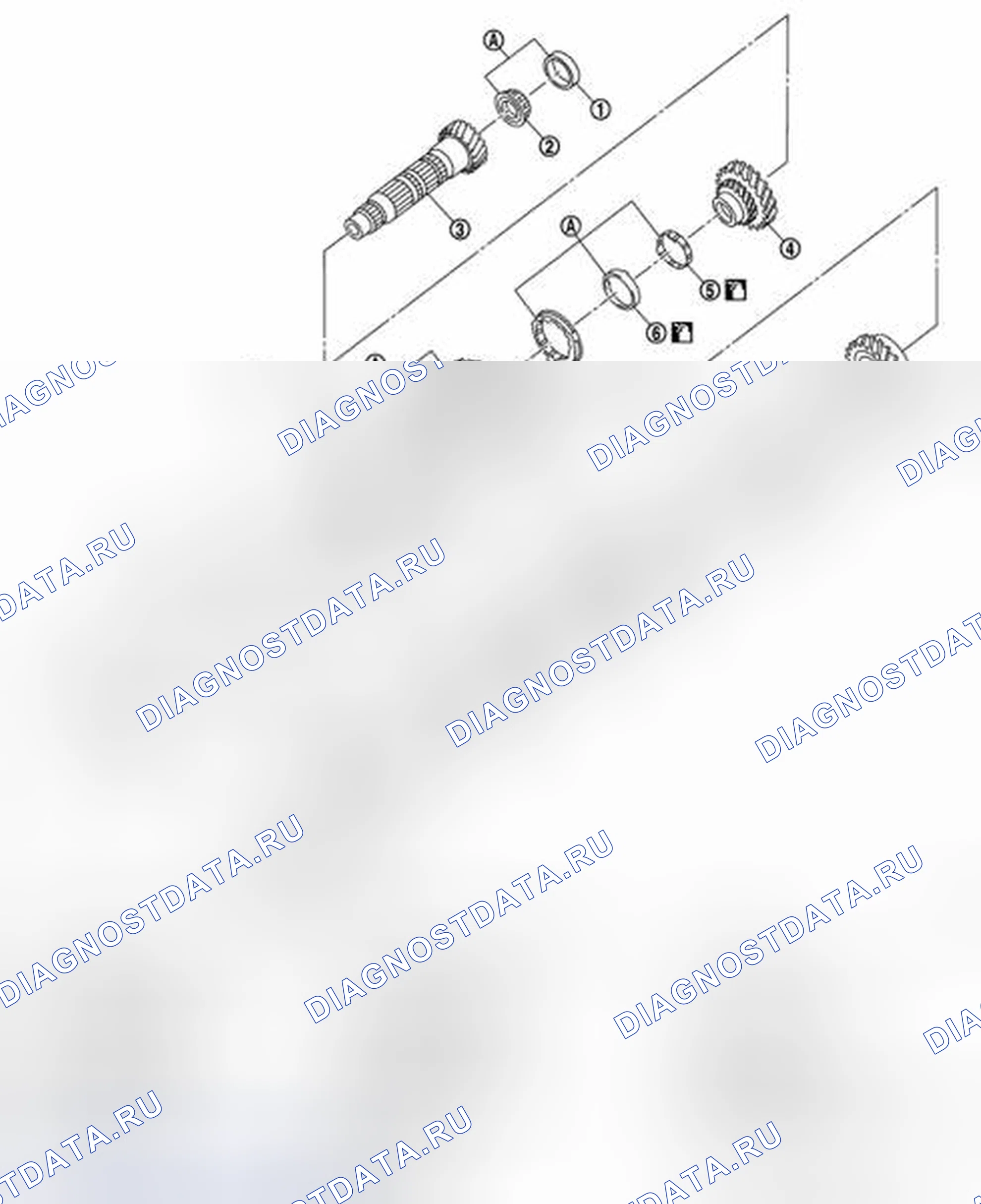 Рис. 20: Идентификация компонентов зубчатой передачи (2 из 3). Nissan Sentra B16