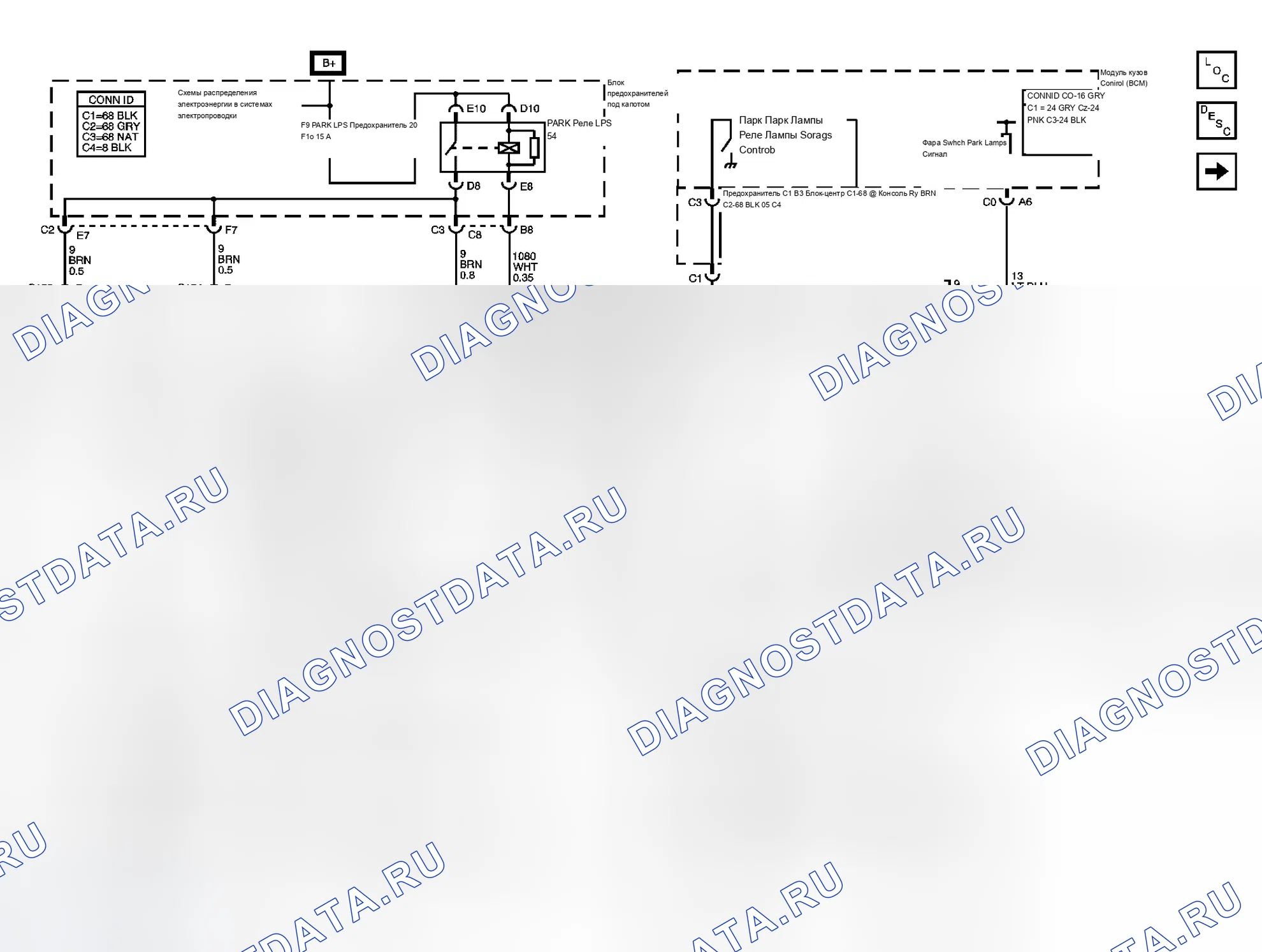 Рис. 4: Схема внешнего освещения. Buick Rendezvous I