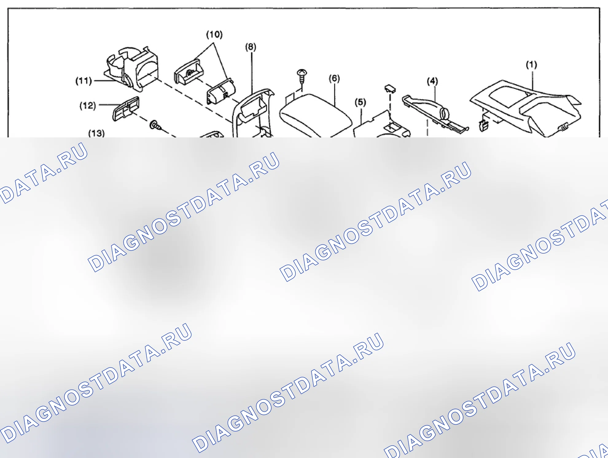 Рис. 174: КОНСОЛЬНАЯ КОРОБКА. Subaru Impreza GH