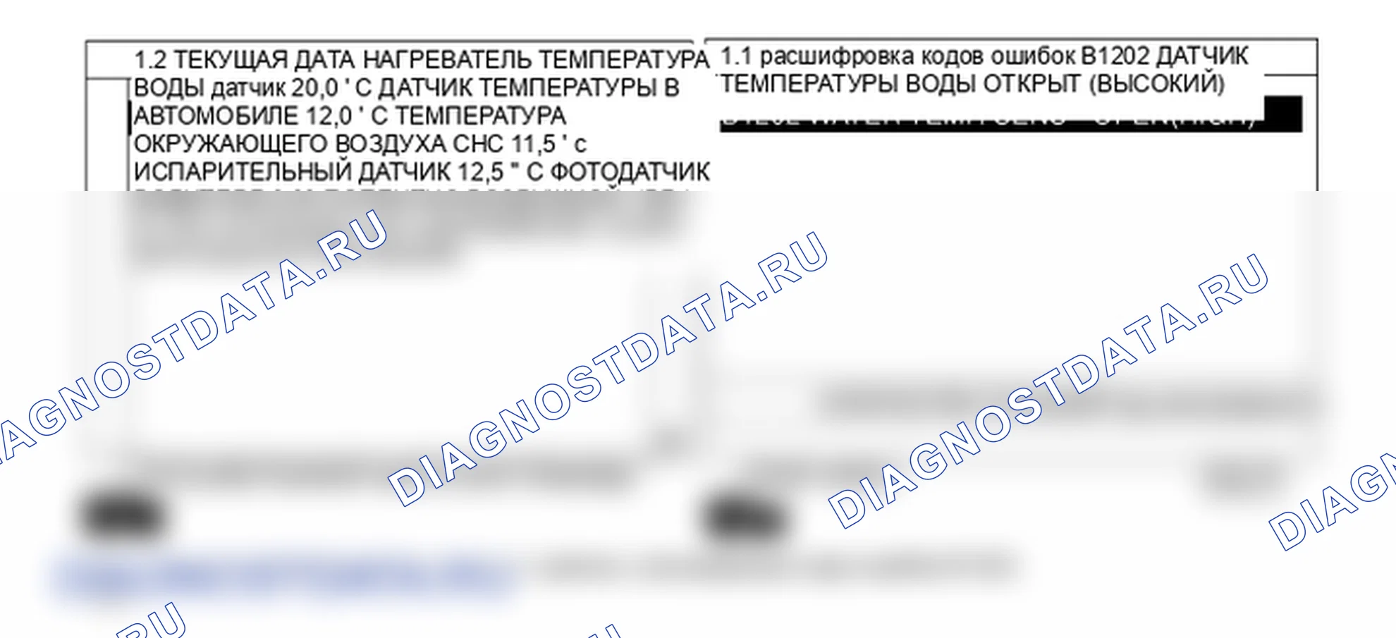 Данные диагностического сканера — B1202. Kia Sportage KM