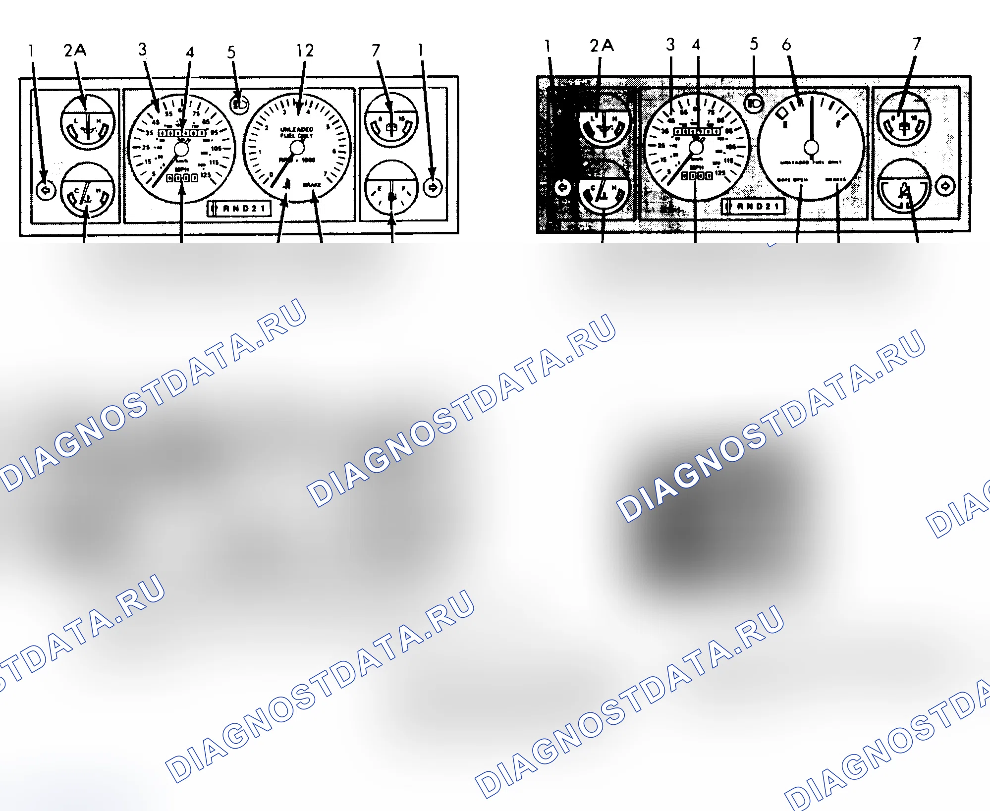 Рис. 1: СЕРВИСНЫЙ ИНДИКАТОР И ПРЕДУПРЕЖДАЮЩИЕ ОГНИ. Dodge Grand Caravan II