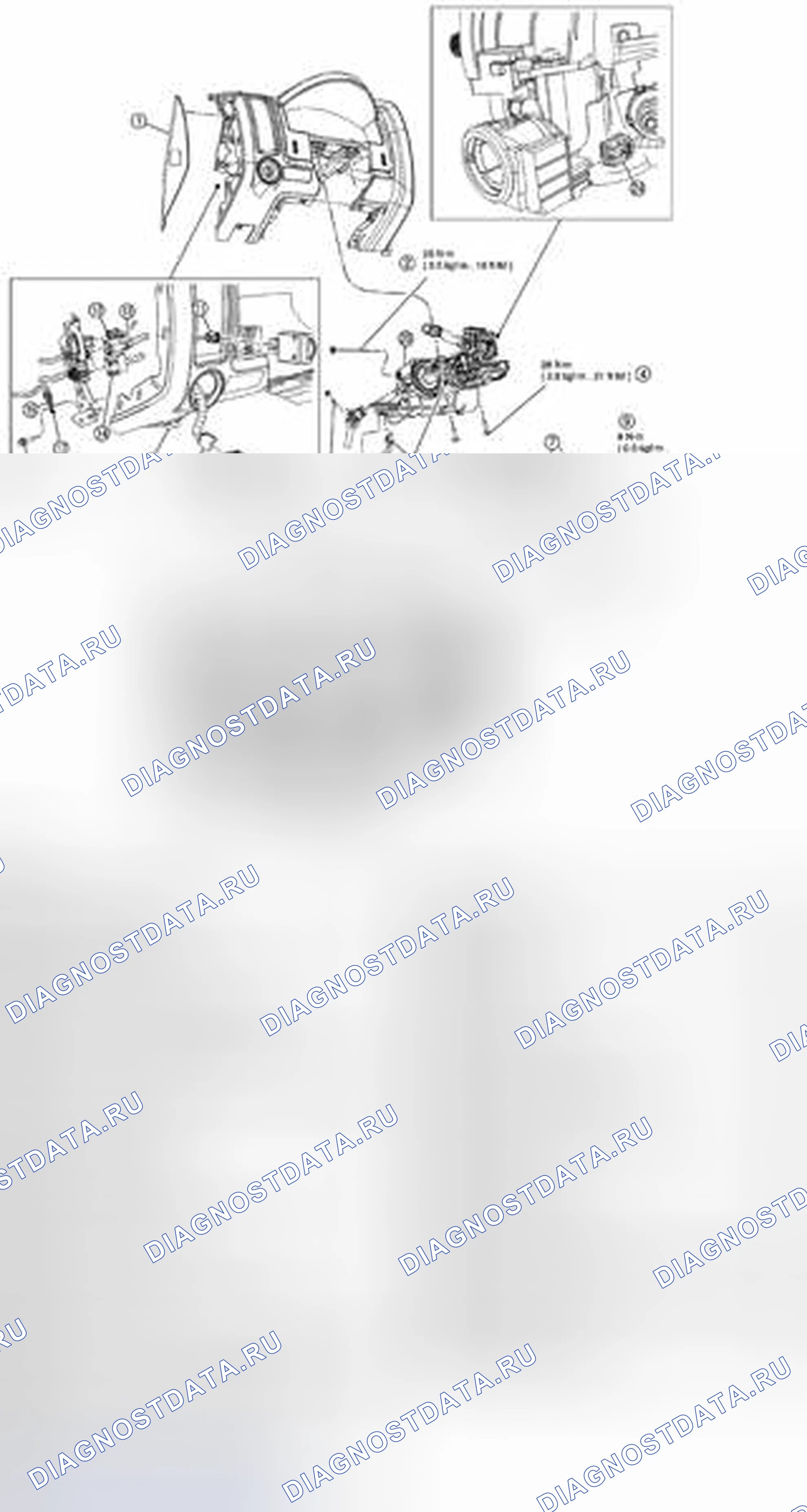 Рис. 22: РУЛЕВАЯ КОЛОНКА - ВИД КОМПОНЕНТОВ. Mazda Tribute II