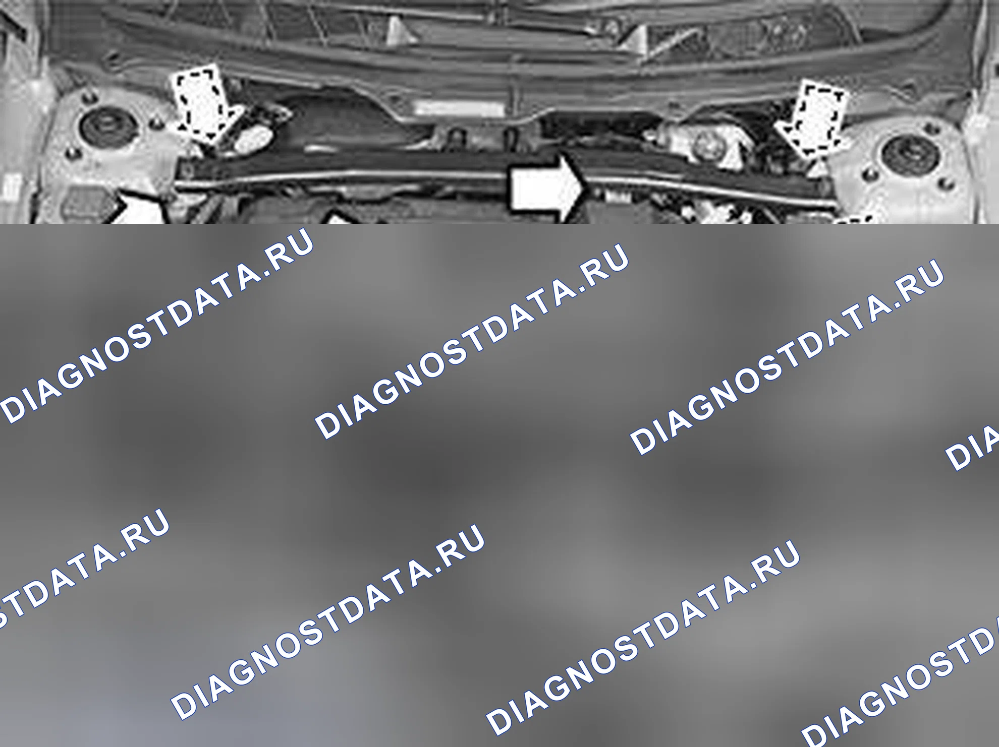Рис. 1184: Демонтаж компонентов моторного отсека. Volvo S60 I рестайлинг