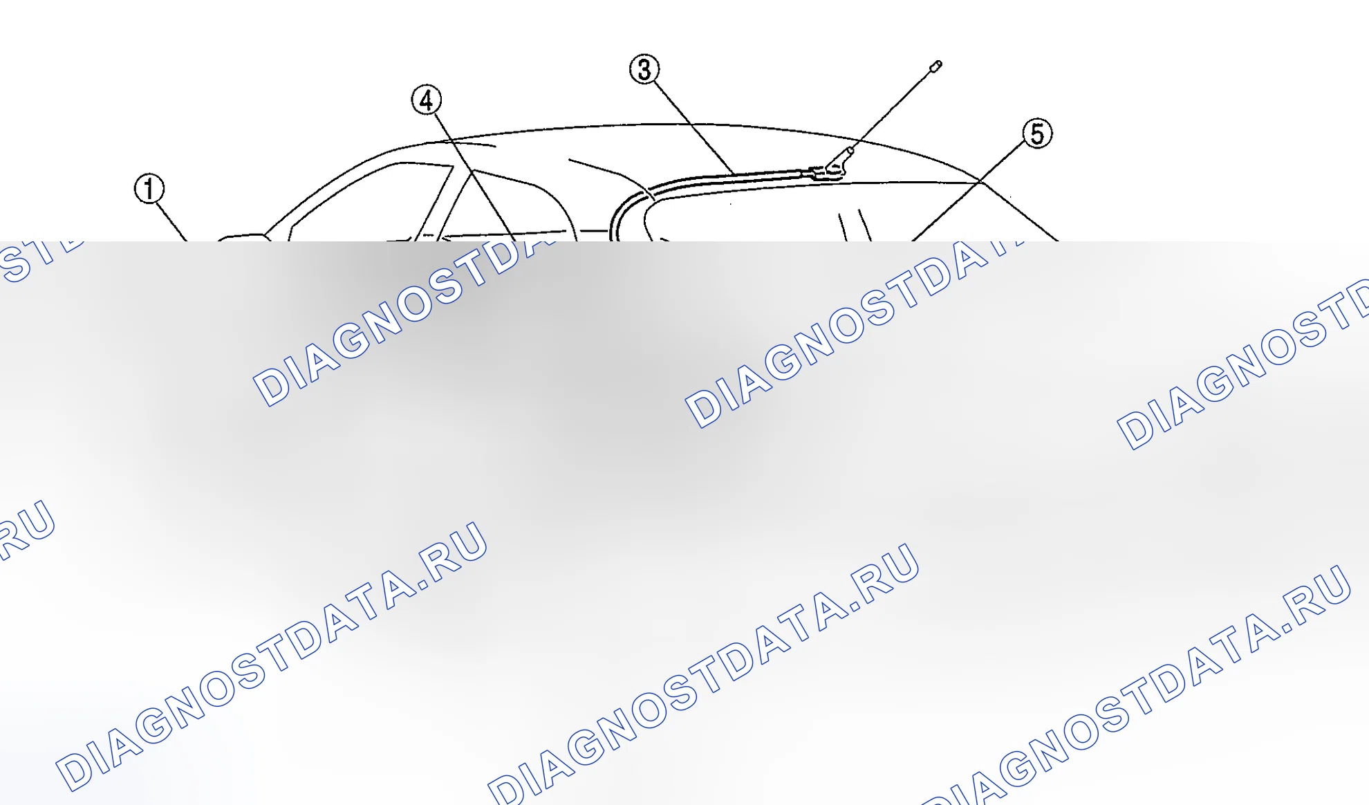 Рис. 47: РАСПОЛОЖЕНИЕ АНТЕННОГО ФИДЕРА [5-ДВЕРНЫЙ]. Mazda 6 GH рестайлинг