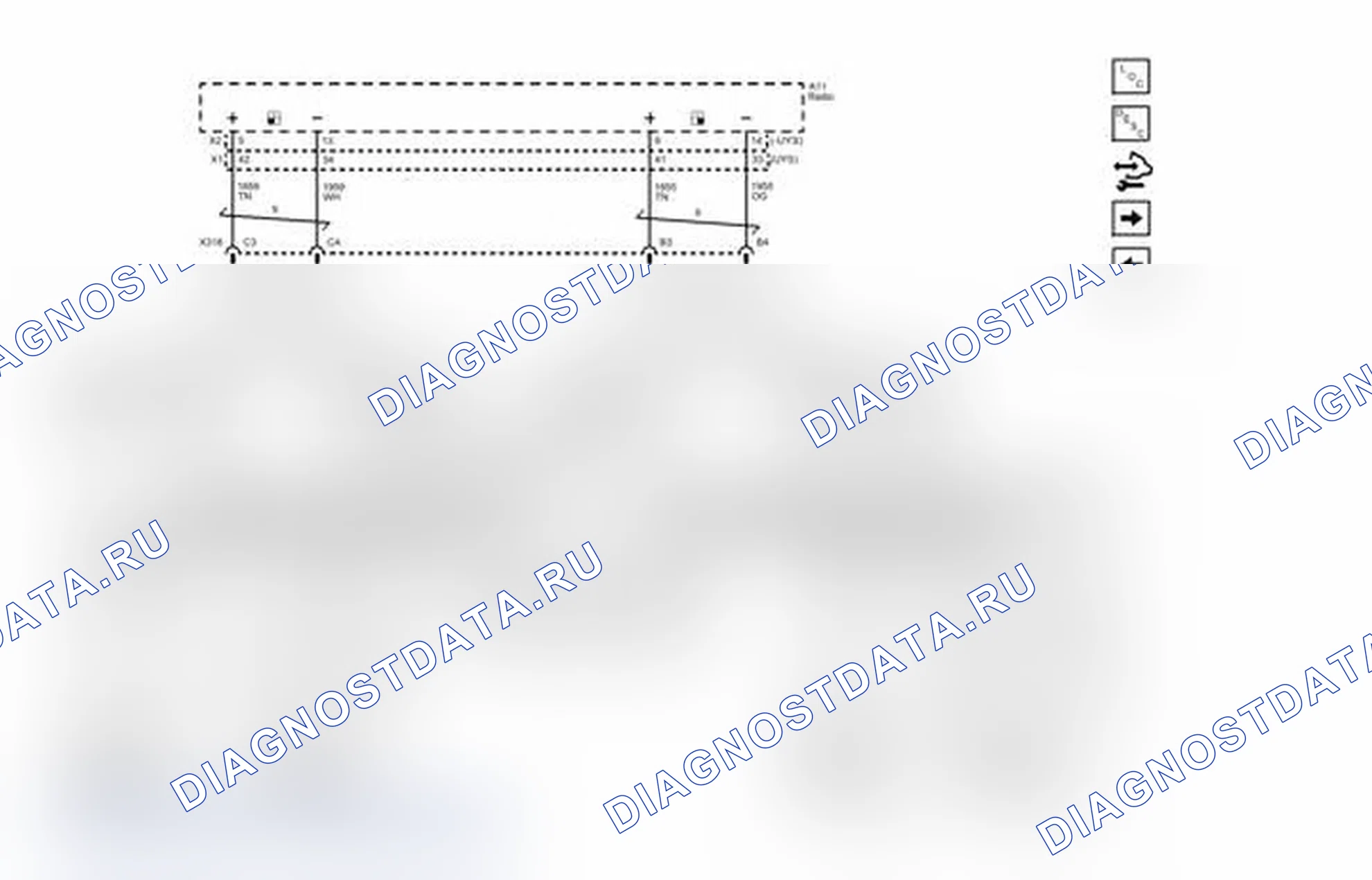 Рис. 2: Схема подключения выходов тыловых динамиков. Chevrolet Express G1500 