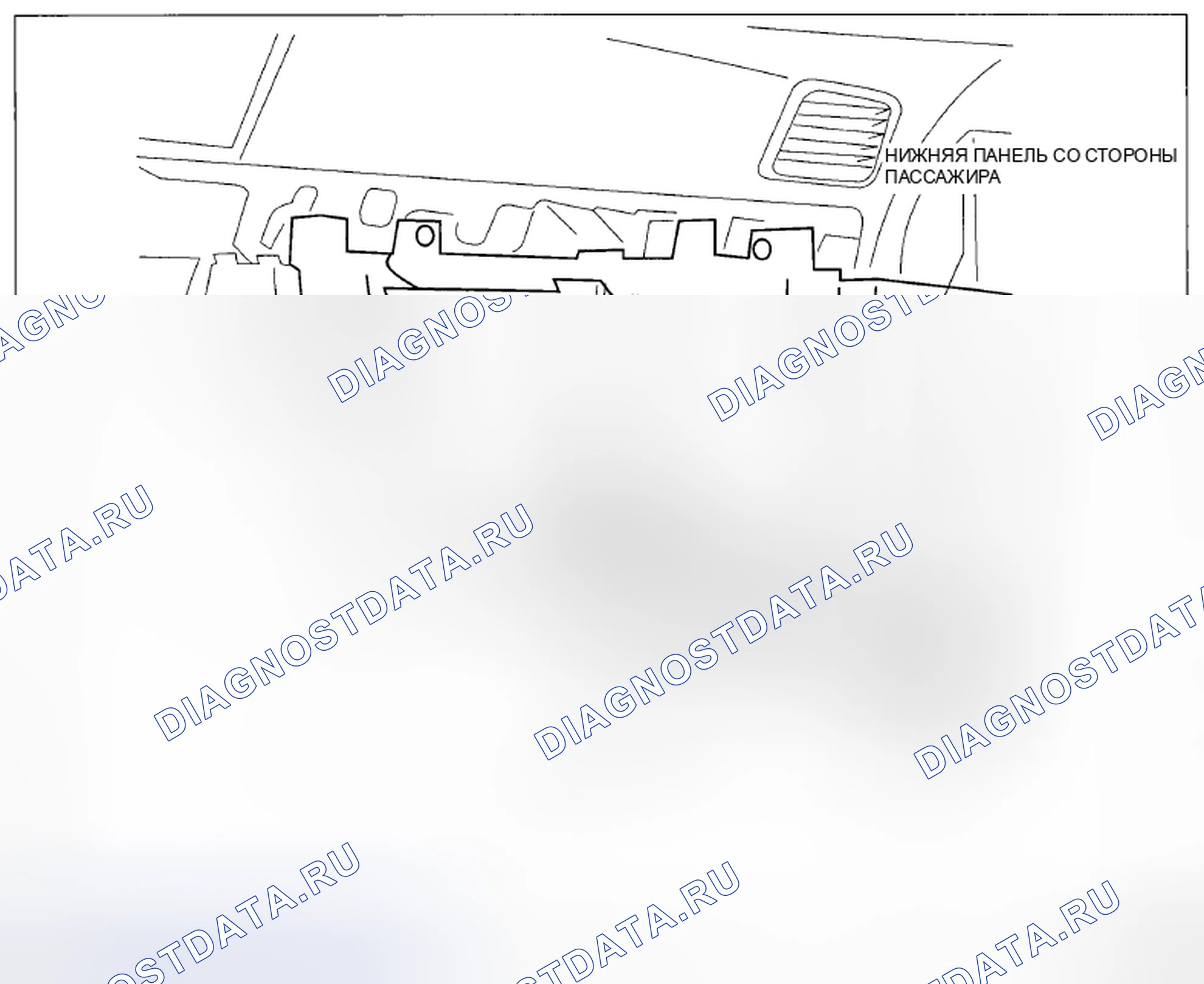 Рис. 90: Регулировка нижней панели со стороны пассажира. Mazda CX-5 I