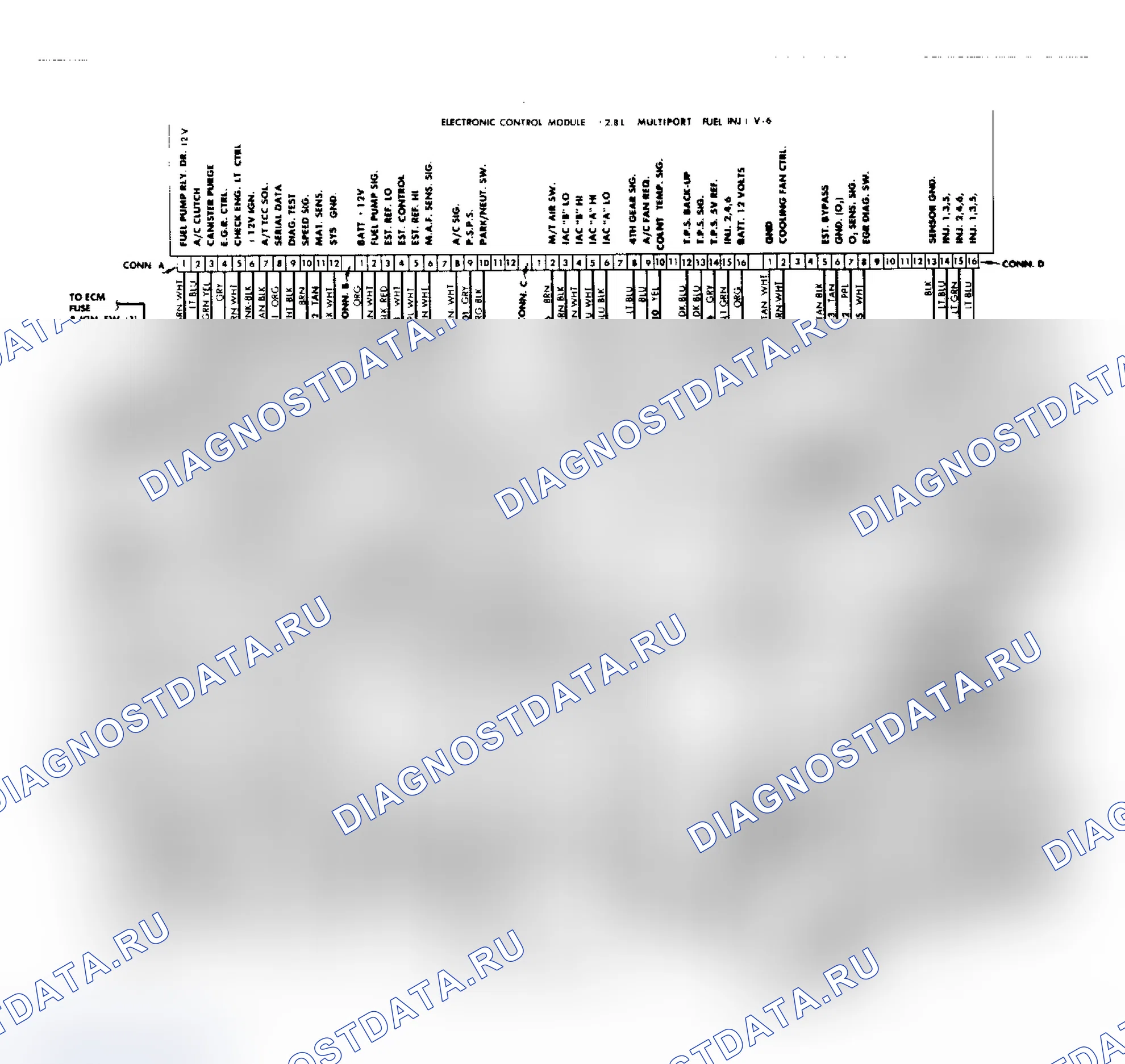 Рис. 427: электросхема RWD PFI CCC. Chevrolet Celebrity I
