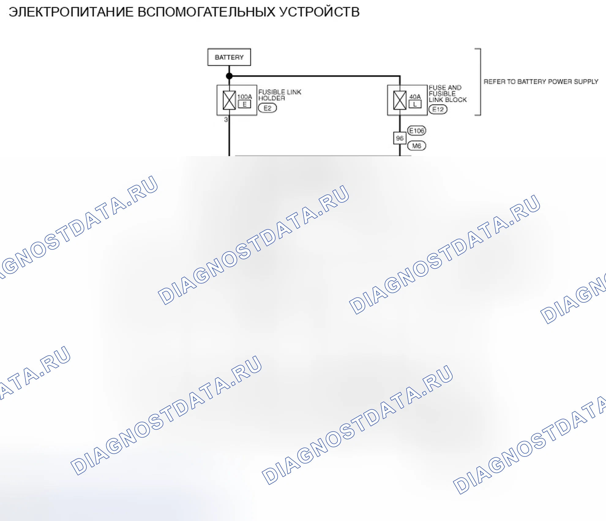 Рис. 17: электросхема - ЭЛЕКТРОПИТАНИЕ ВСПОМОГАТЕЛЬНЫХ УСТРОЙСТВ. Infiniti FX35 II рестайлинг