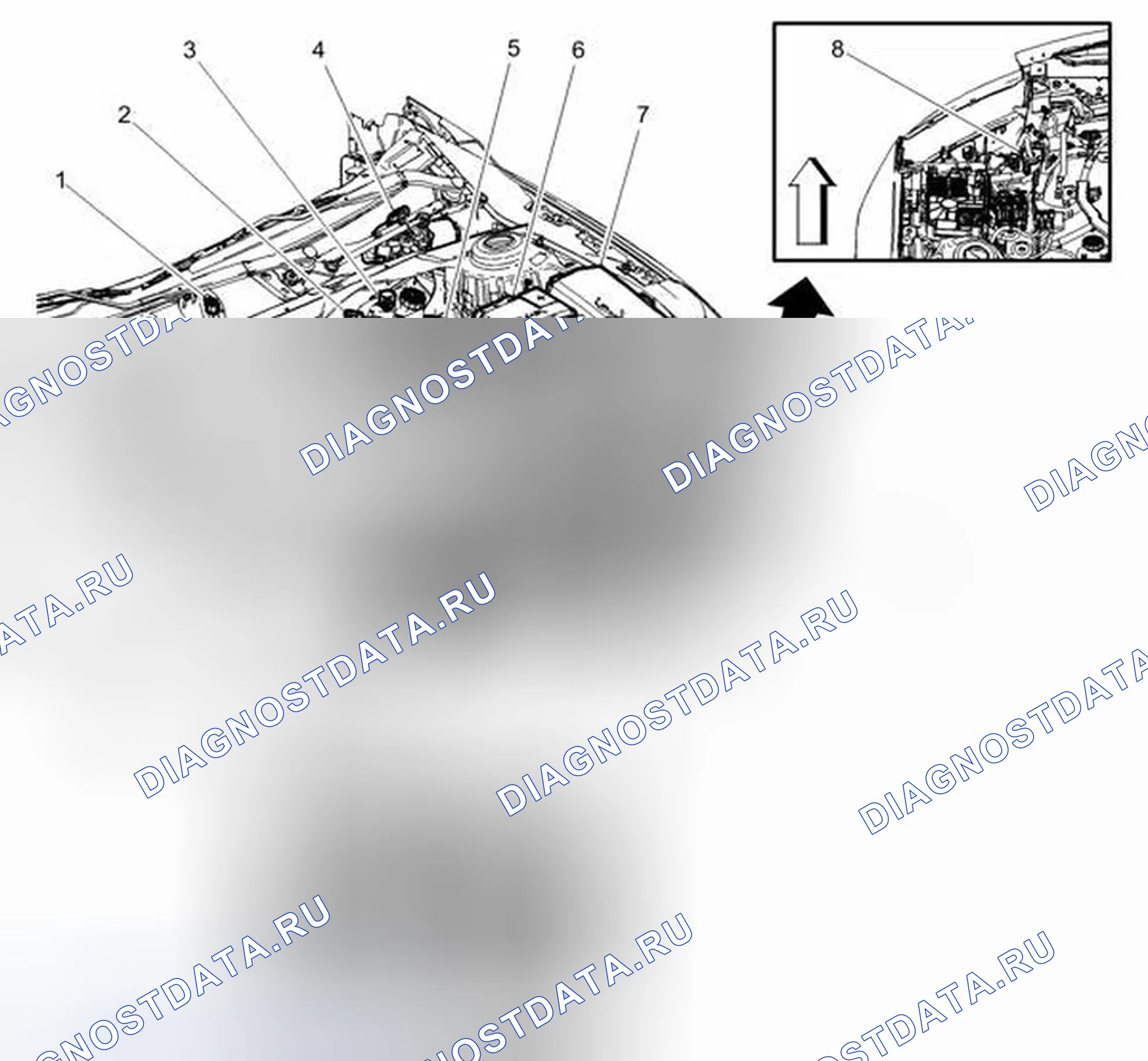 Рис. 36: Левая сторона компонентов моторного отсека. Chevrolet Cruze I рестайлинг