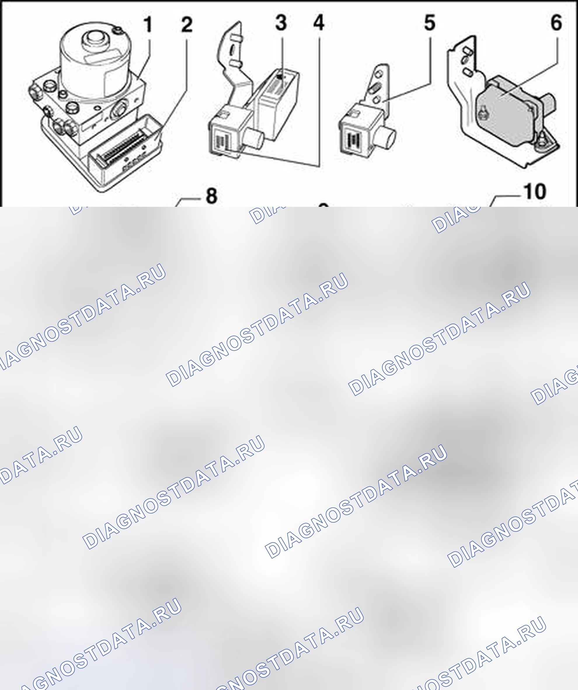 Рис. 48: Электрические / электронные компоненты и места установки (ABS) Mark 60. Volkswagen Golf Mk4