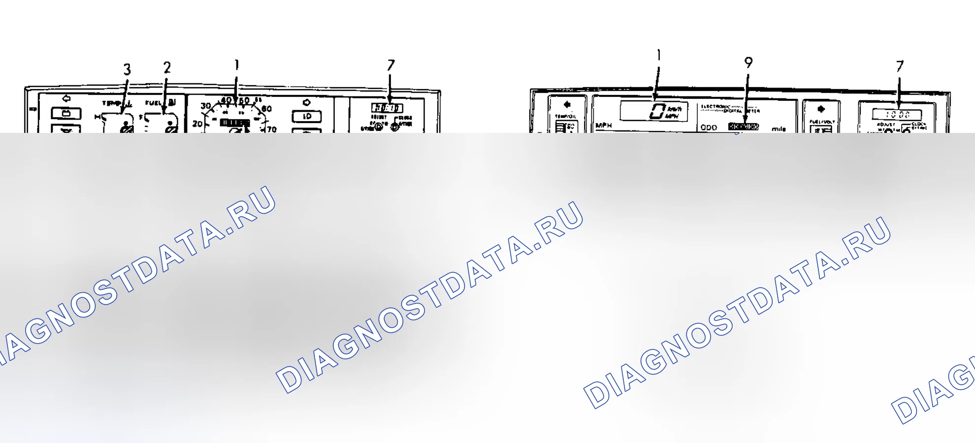 Рис. 1: СЕРВИСНЫЙ ИНДИКАТОР И ПРЕДУПРЕЖДАЮЩИЕ ОГНИ. Nissan Maxima G910