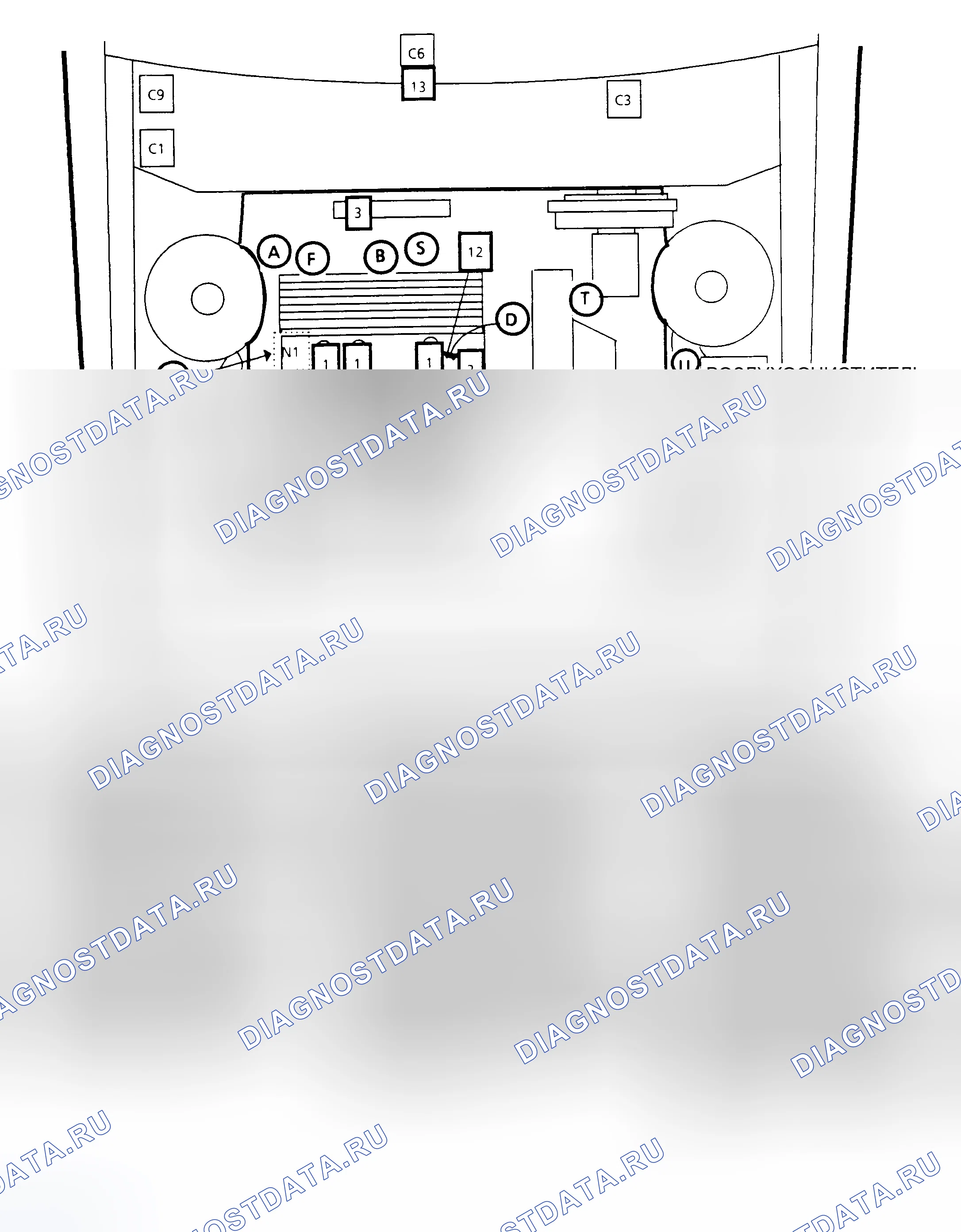 Рис. 1: Расположение компонентов (1 из 7). Pontiac Bonneville VIII