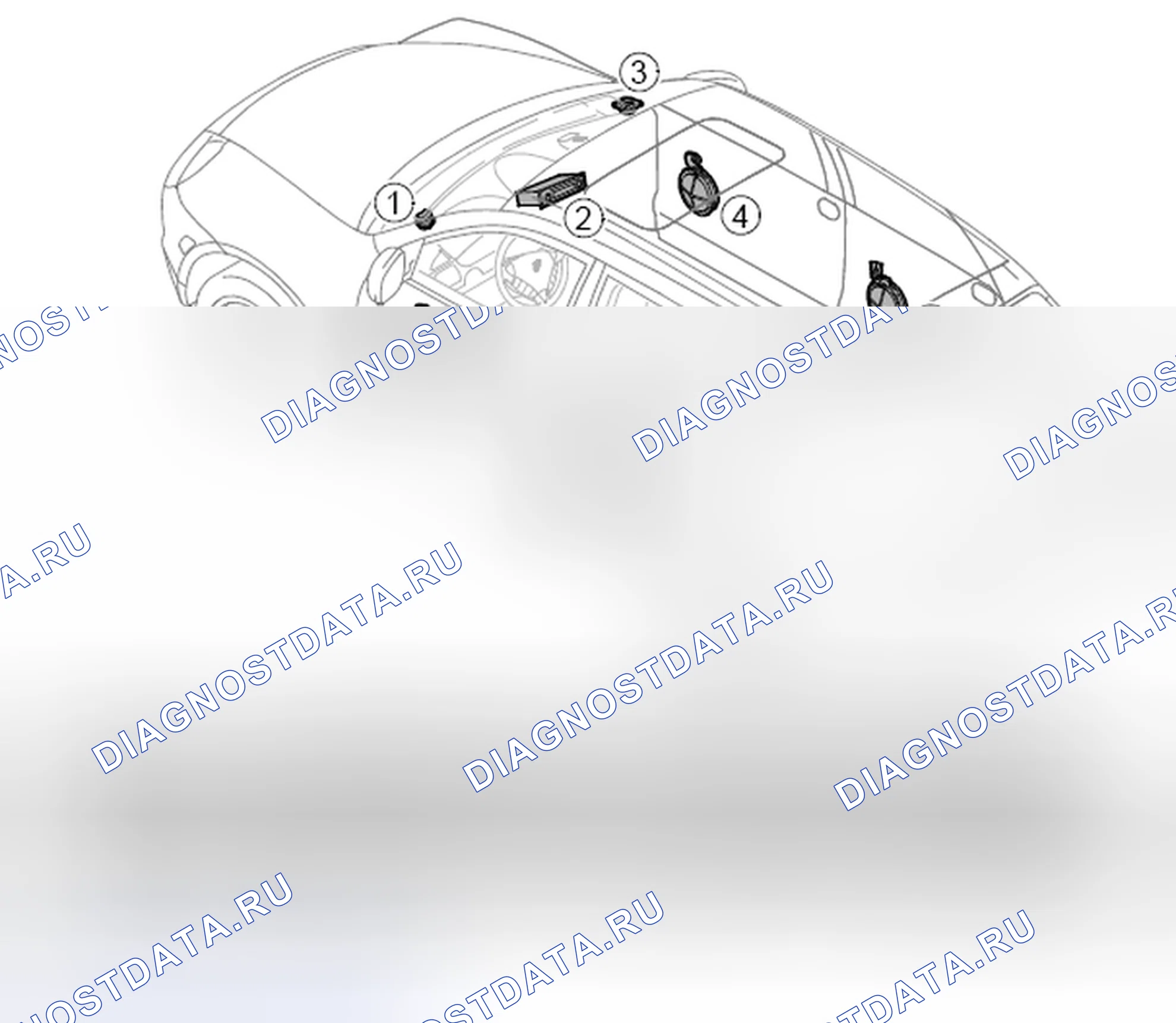 Рис. 26: Компоновка компонентов PCM2/ CDR23 основной звуковой системы. Kia Optima IV рестайлинг