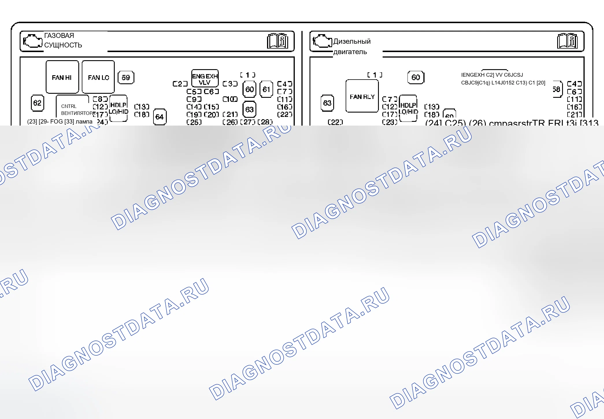 Рис. 117: Блок предохранителей - под капотом, этикетка. Chevrolet Silverado 2500 HD 