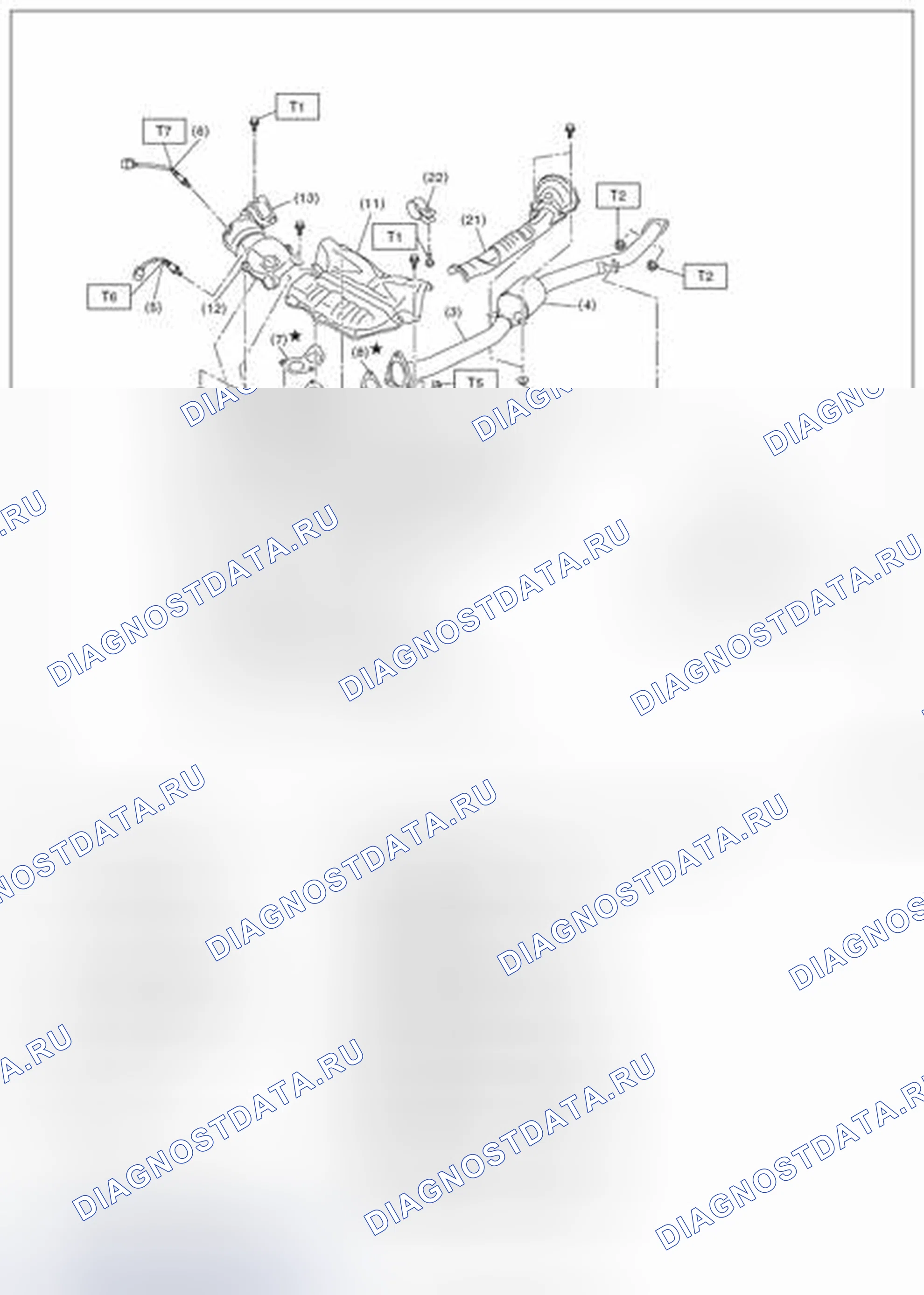 Рис. 3: ПЕРЕДНЯЯ ВЫХЛОПНАЯ ТРУБА И ЦЕНТРАЛЬНАЯ Выхлопная труба. Subaru Impreza GK