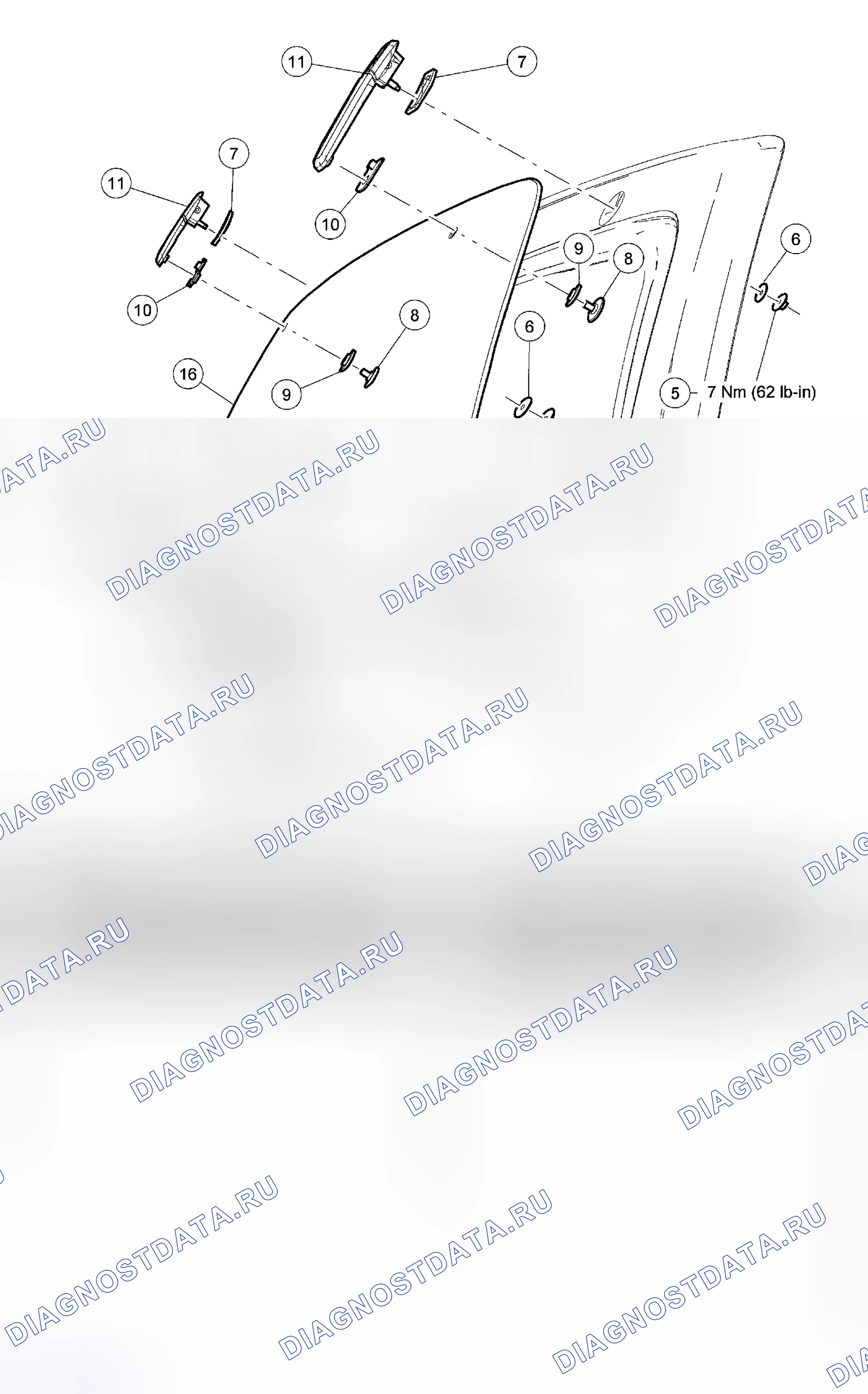 Рис. 20: Оконное стекло - дверь багажника. Hyundai Matrix I