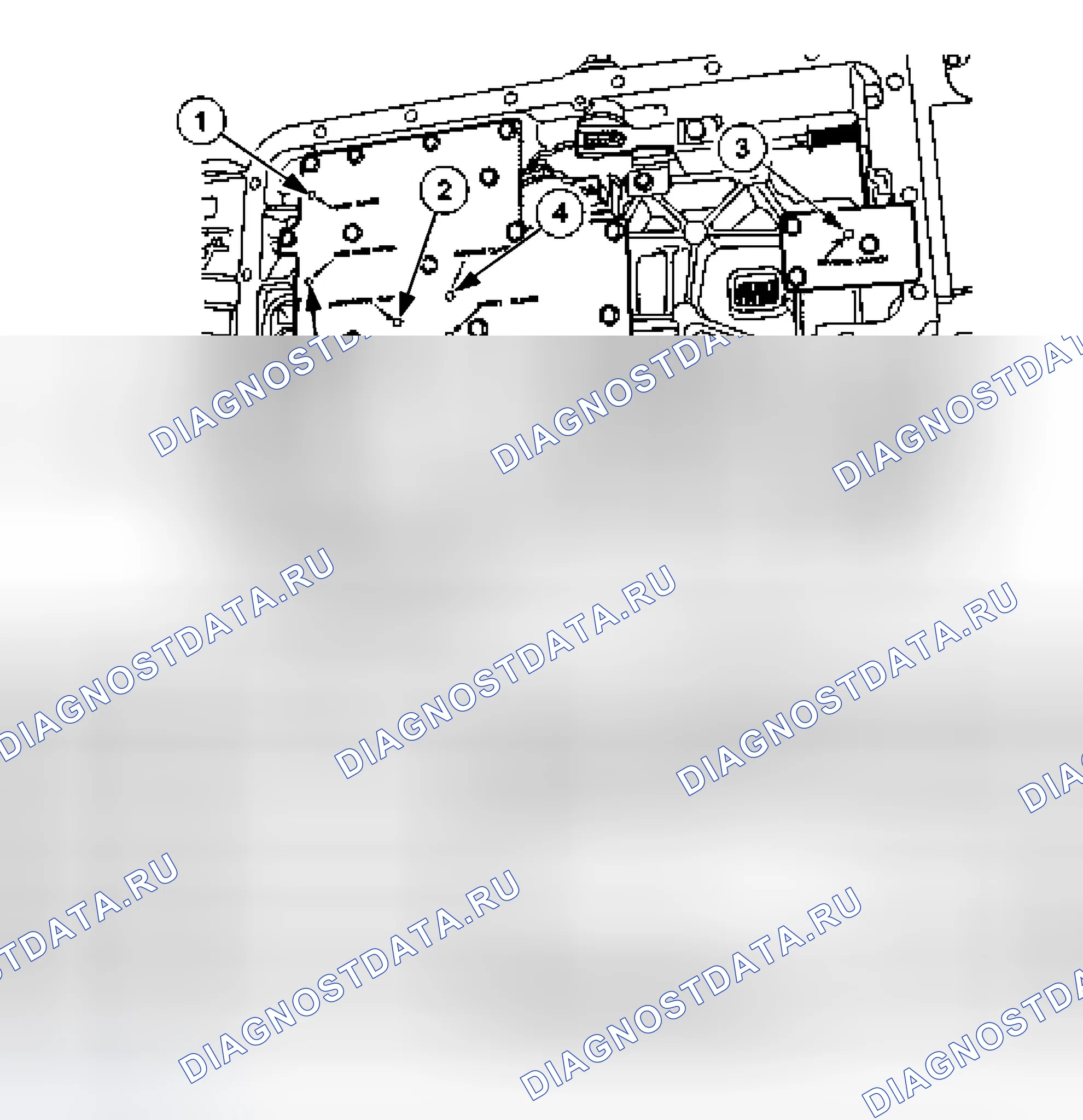 Рис. 1065: Расположение портов для испытаний давлением воздуха. Ford Pickup F150 