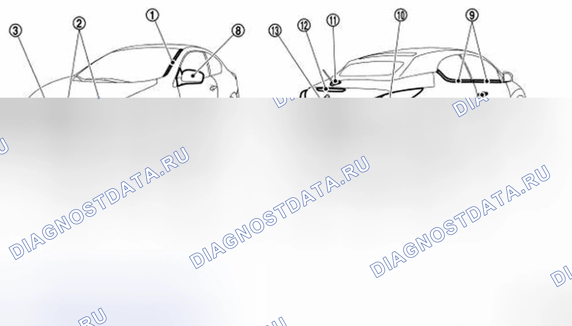 Рис. 606: Расположение пластмассовых деталей. Nissan Murano Z51 рестайлинг 2