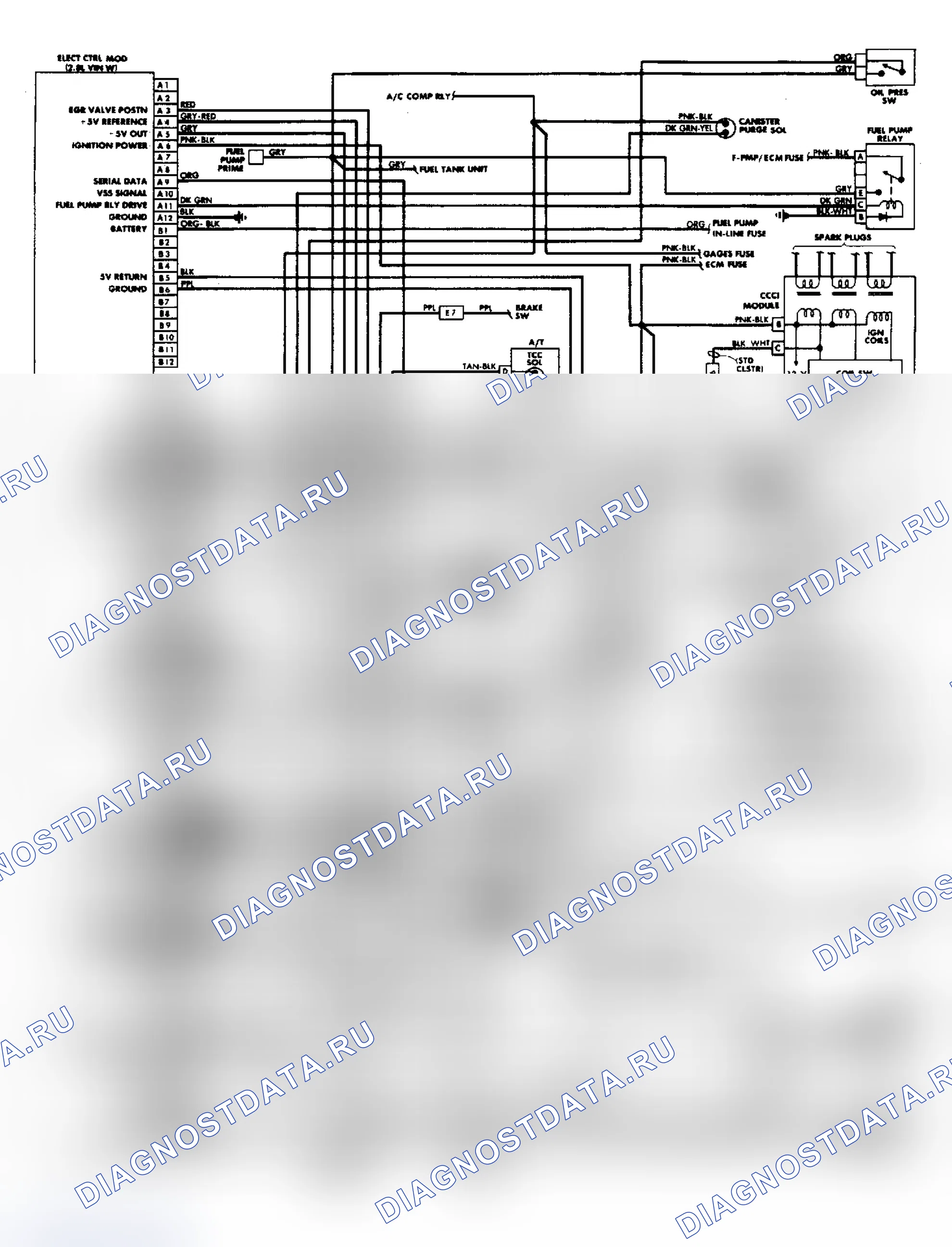 Рис. 561: электросхема (корпус «J» - Cimarron). Oldsmobile Cutlass Ciera I